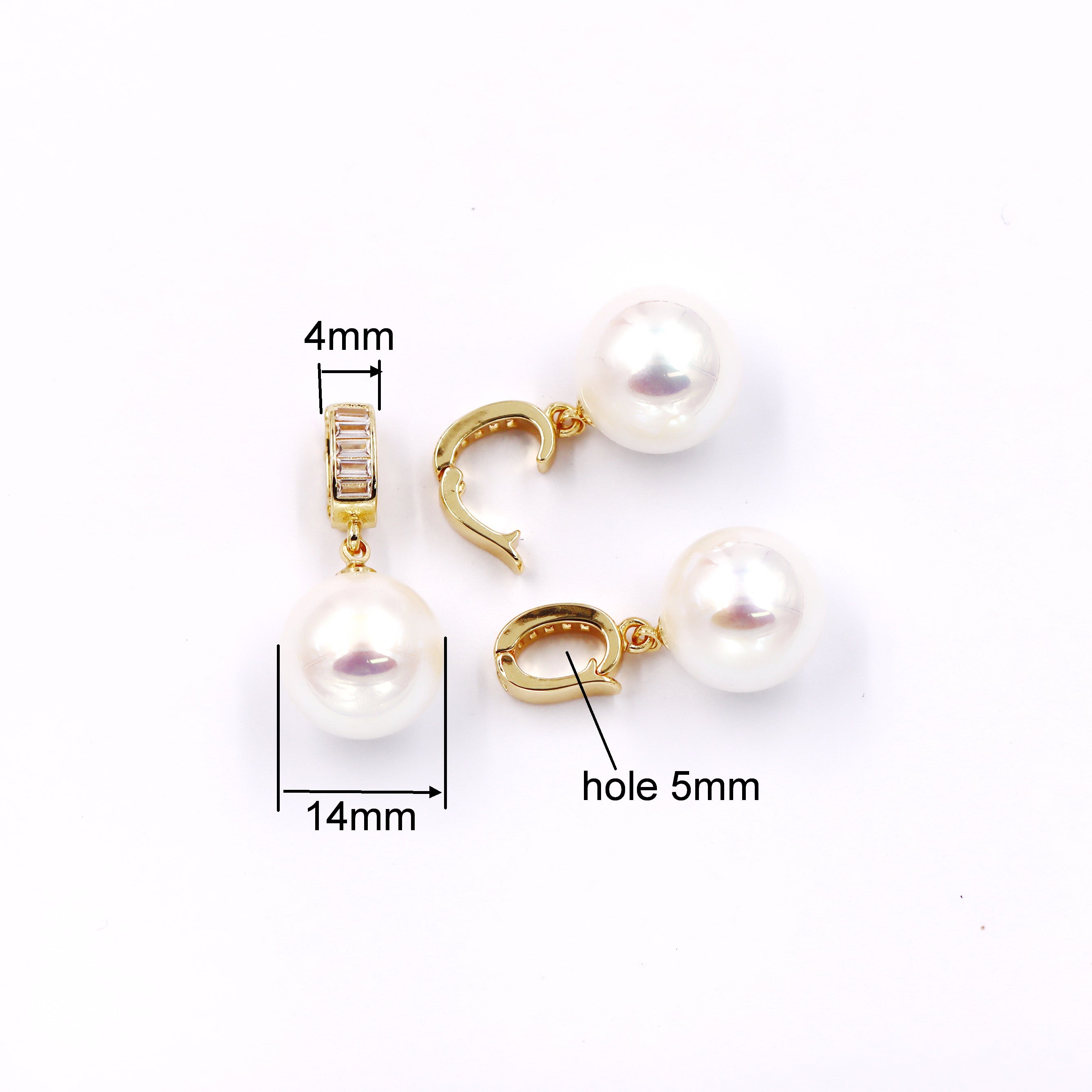 Malahill 14mm stimulated pearl charms for jewelry making 5 pieces
