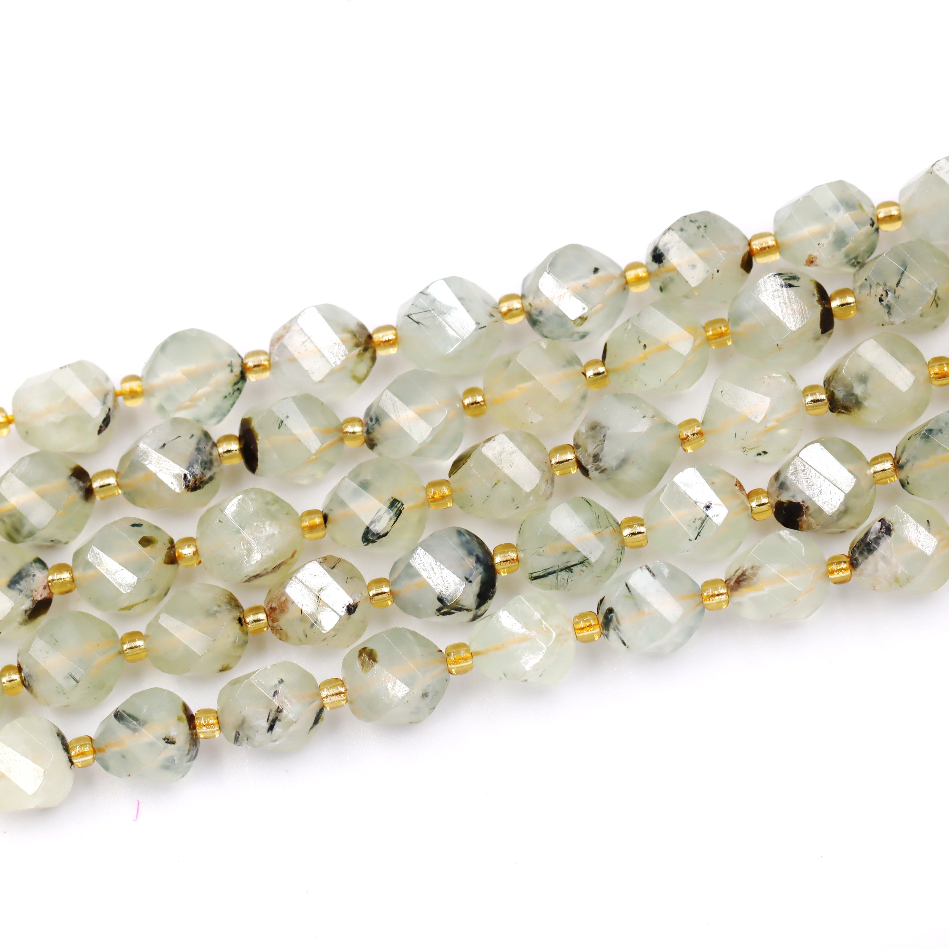 Malahill faceted S shape stone beads for jewelry making, sold per bag 5 strands inside, Prehnite beads