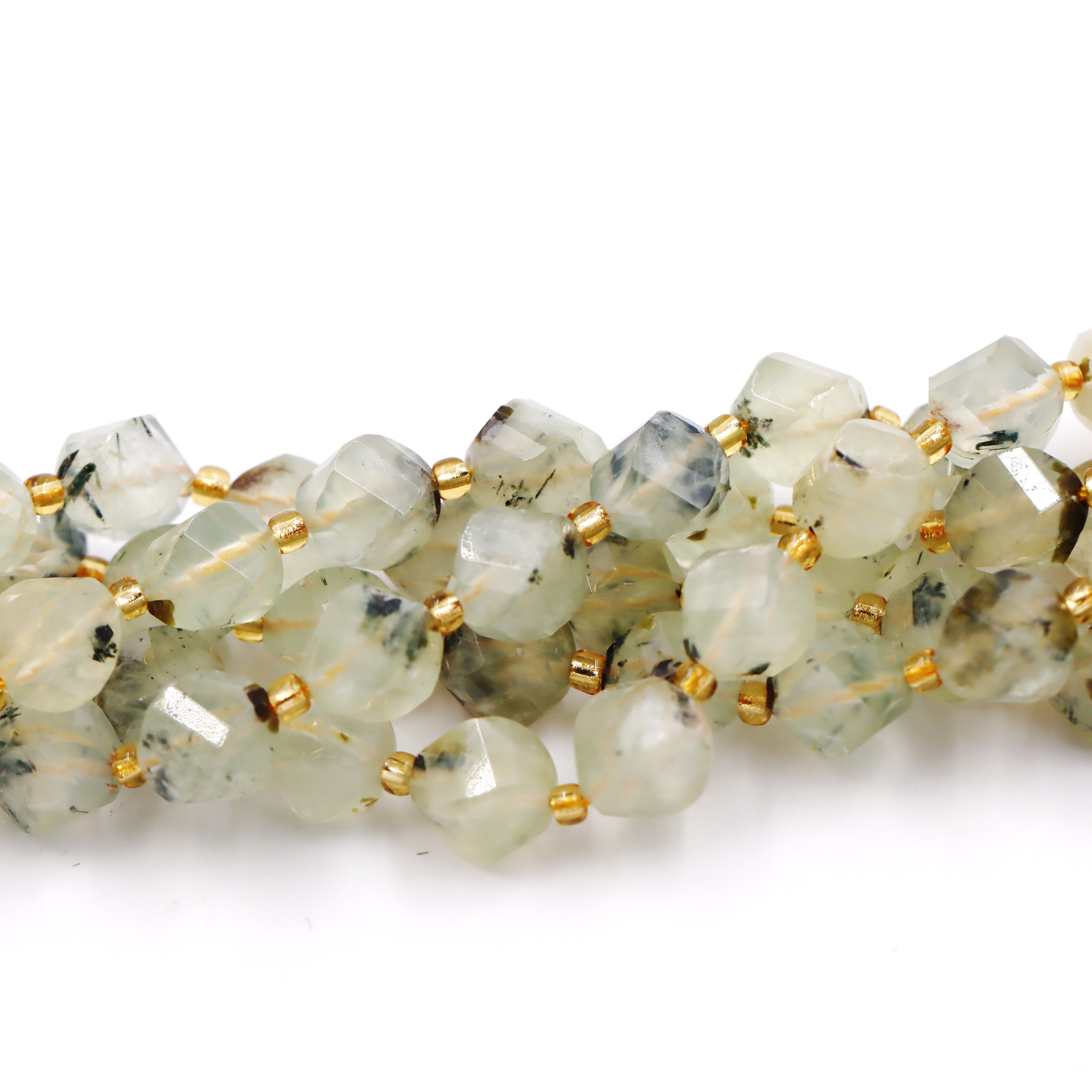 Malahill faceted S shape stone beads for jewelry making, sold per bag 5 strands inside, Prehnite beads