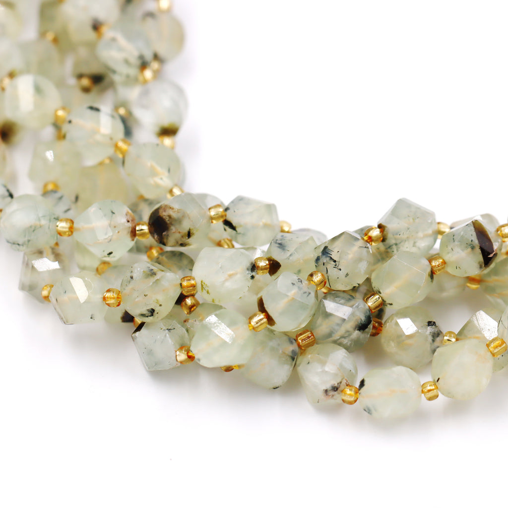 Malahill faceted S shape stone beads for jewelry making, sold per bag 5 strands inside, Prehnite beads