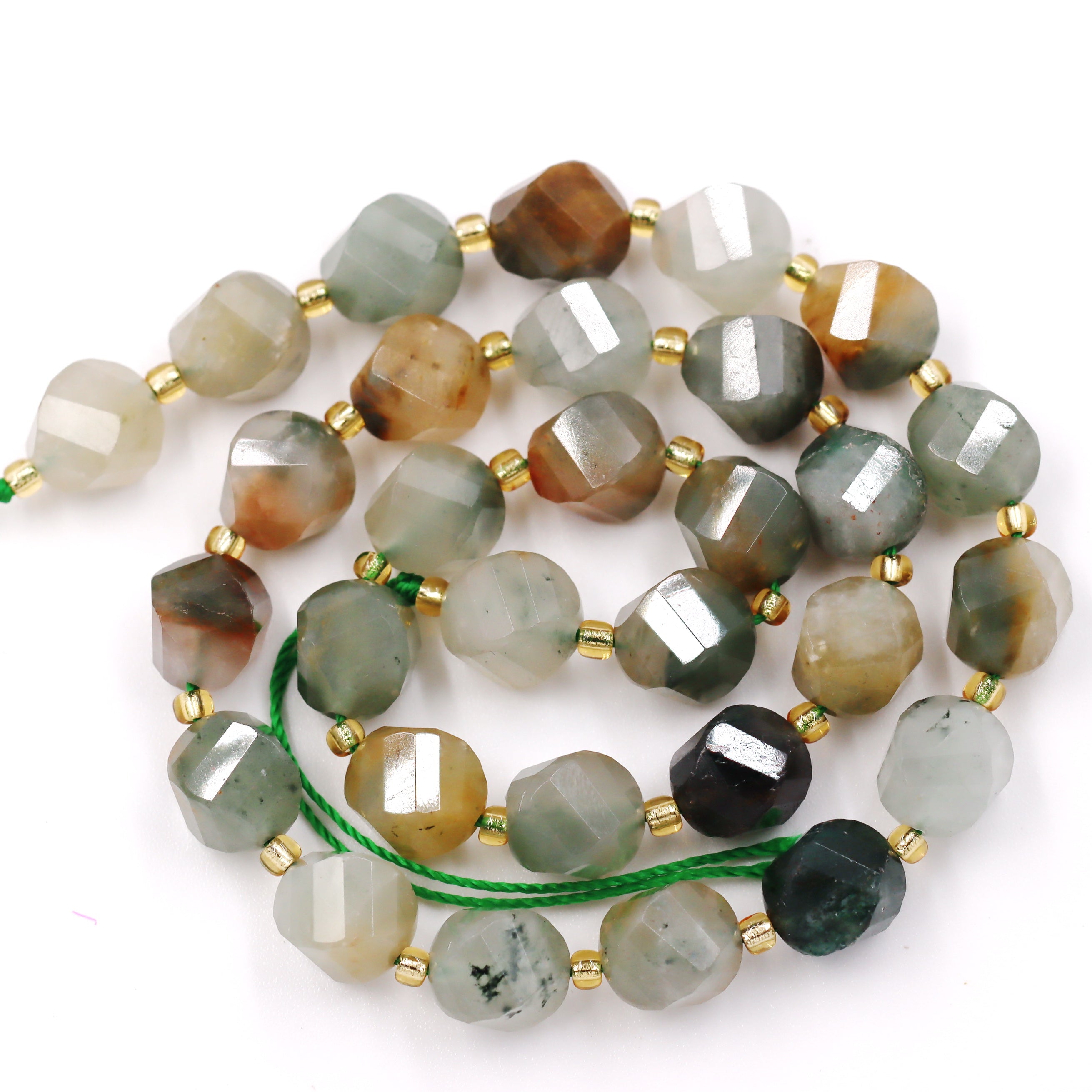 Malahill faceted S shape stone beads for jewelry making, sold per bag 5 strands inside, Sakura Jade beads