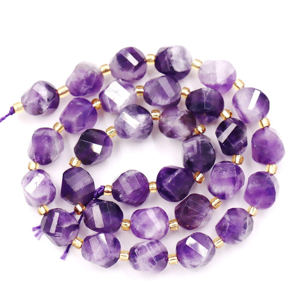 Malahill faceted S shape stone beads for jewelry making, sold per bag 5 strands inside, Dog Teeth Amethyst beads