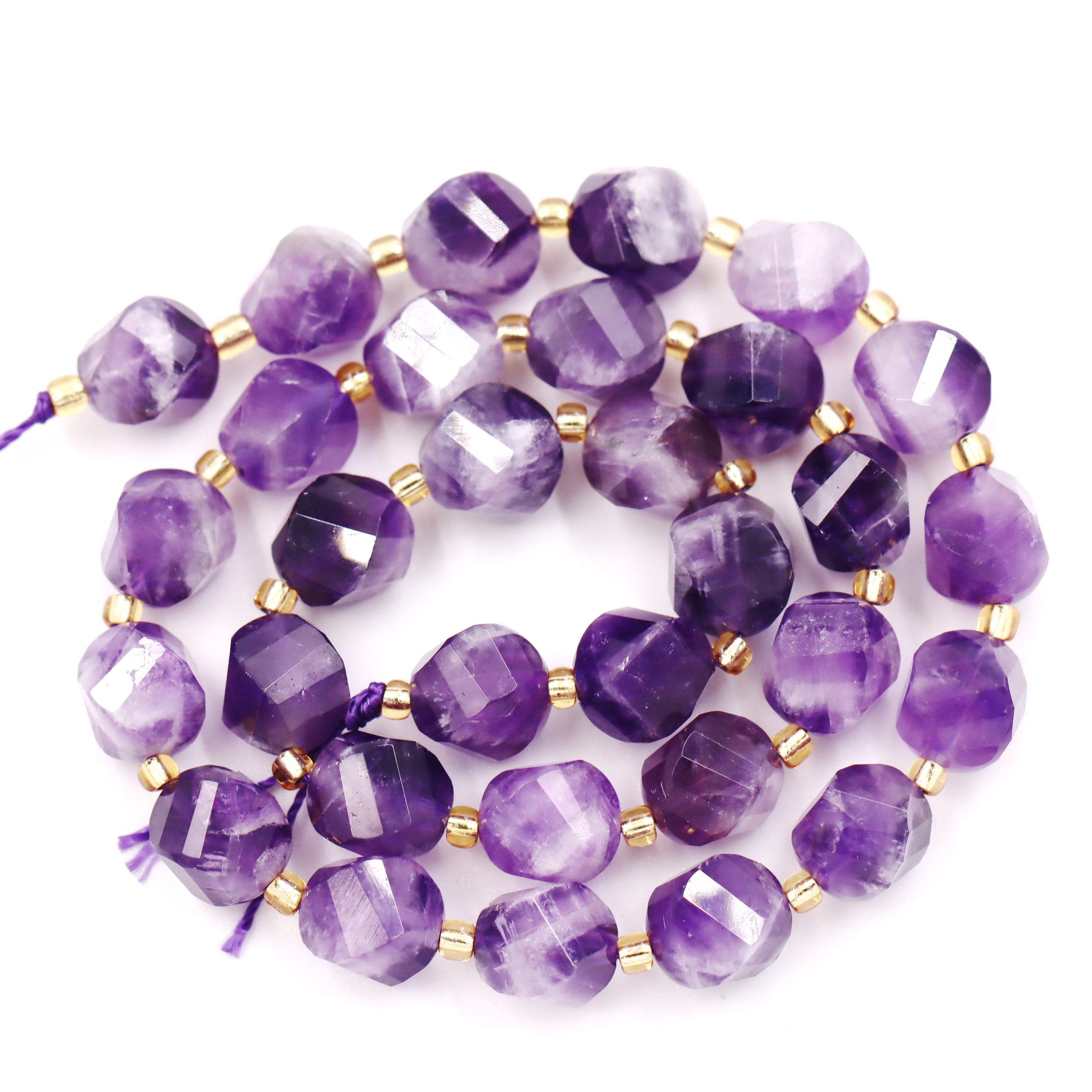 Malahill faceted S shape stone beads for jewelry making, sold per bag 5 strands inside, Dog Teeth Amethyst beads