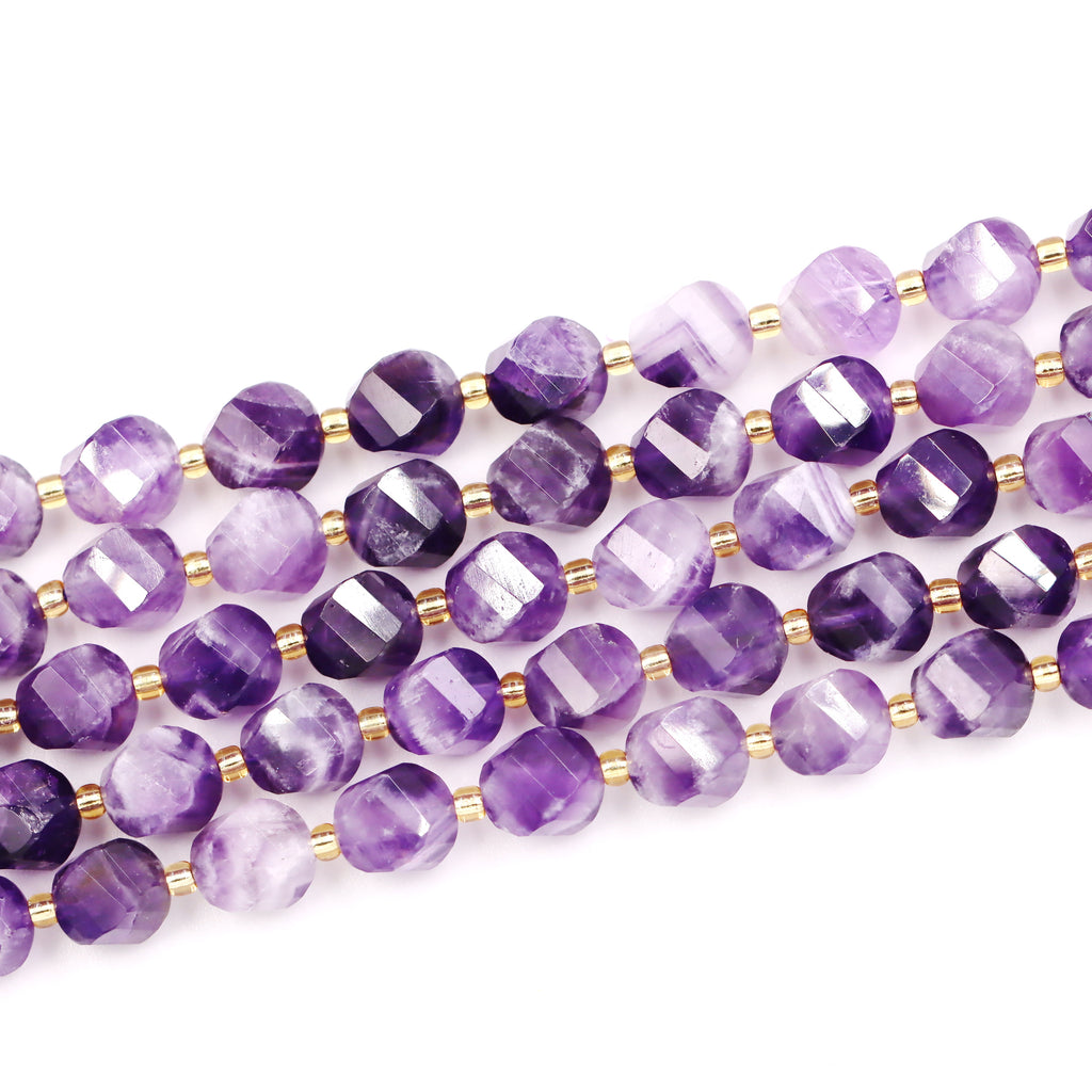 Malahill faceted S shape stone beads for jewelry making, sold per bag 5 strands inside, Dog Teeth Amethyst beads
