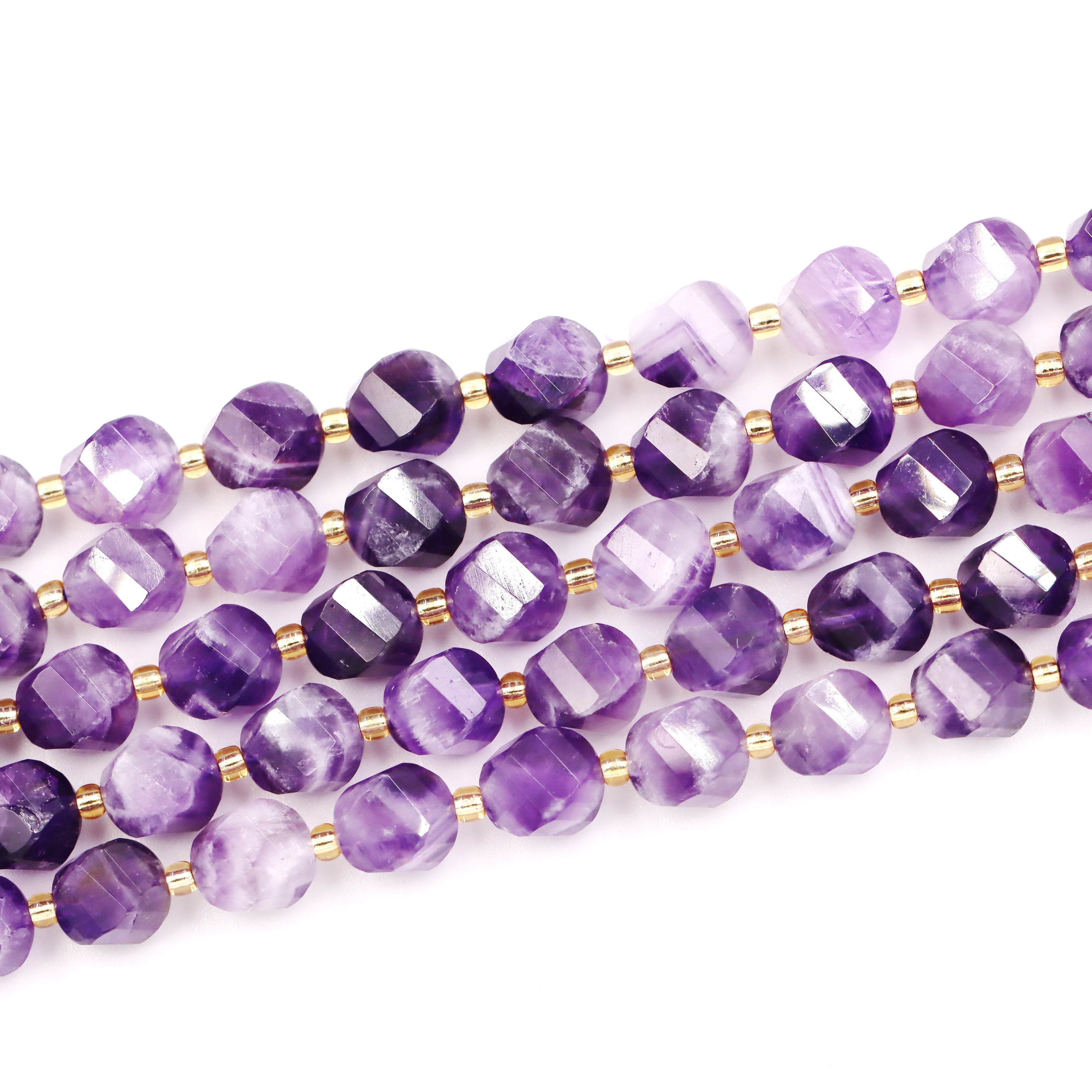 Malahill faceted S shape stone beads for jewelry making, sold per bag 5 strands inside, Dog Teeth Amethyst beads
