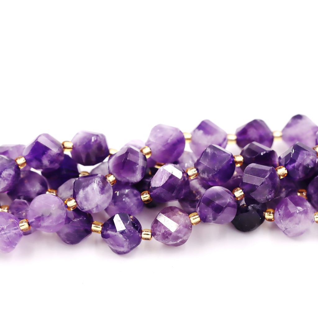 Malahill faceted S shape stone beads for jewelry making, sold per bag 5 strands inside, Dog Teeth Amethyst beads