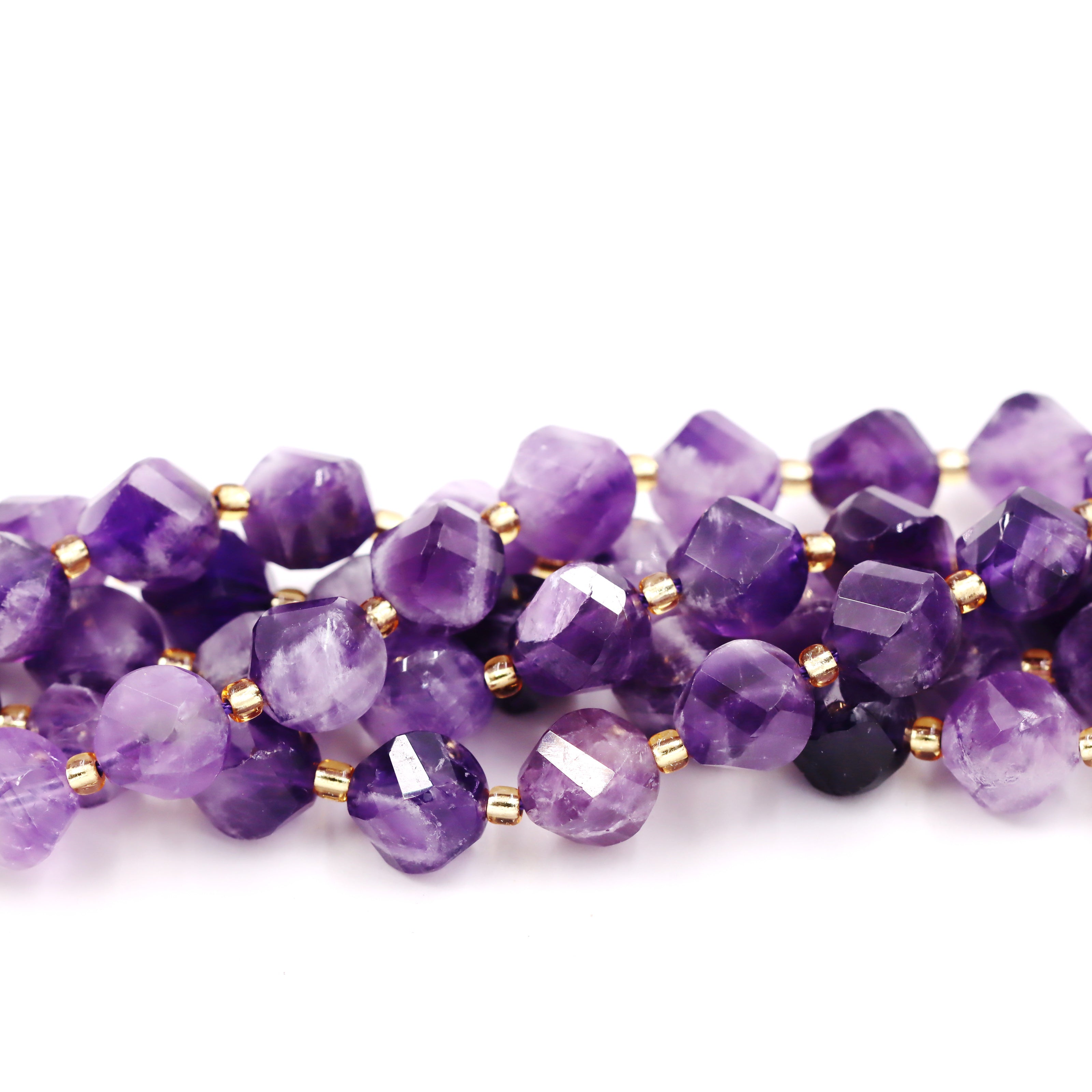 Malahill faceted S shape stone beads for jewelry making, sold per bag 5 strands inside, Dog Teeth Amethyst beads