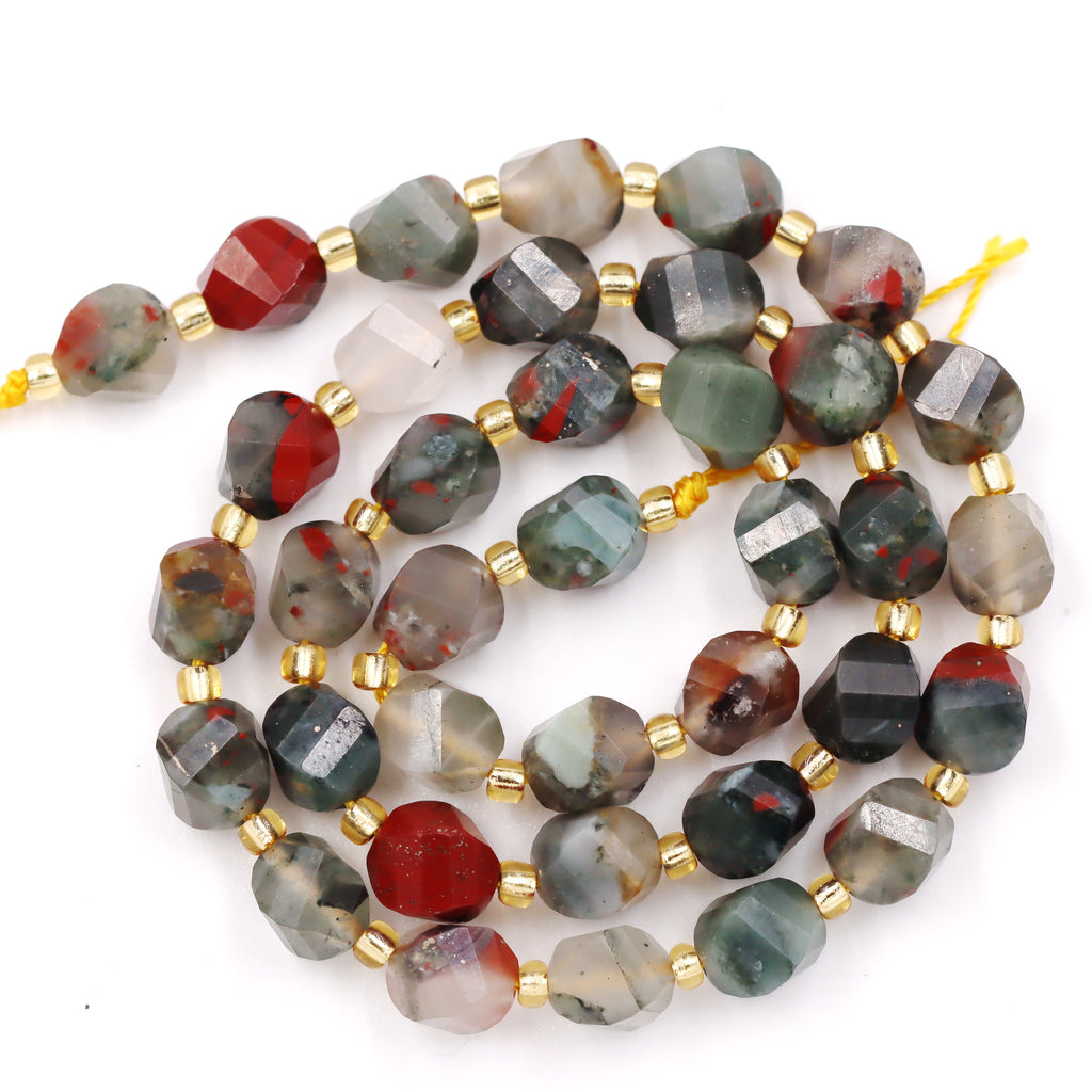 Malahill faceted S shape stone beads for jewelry making, sold per bag 5 strands inside, African Bloodstone beads