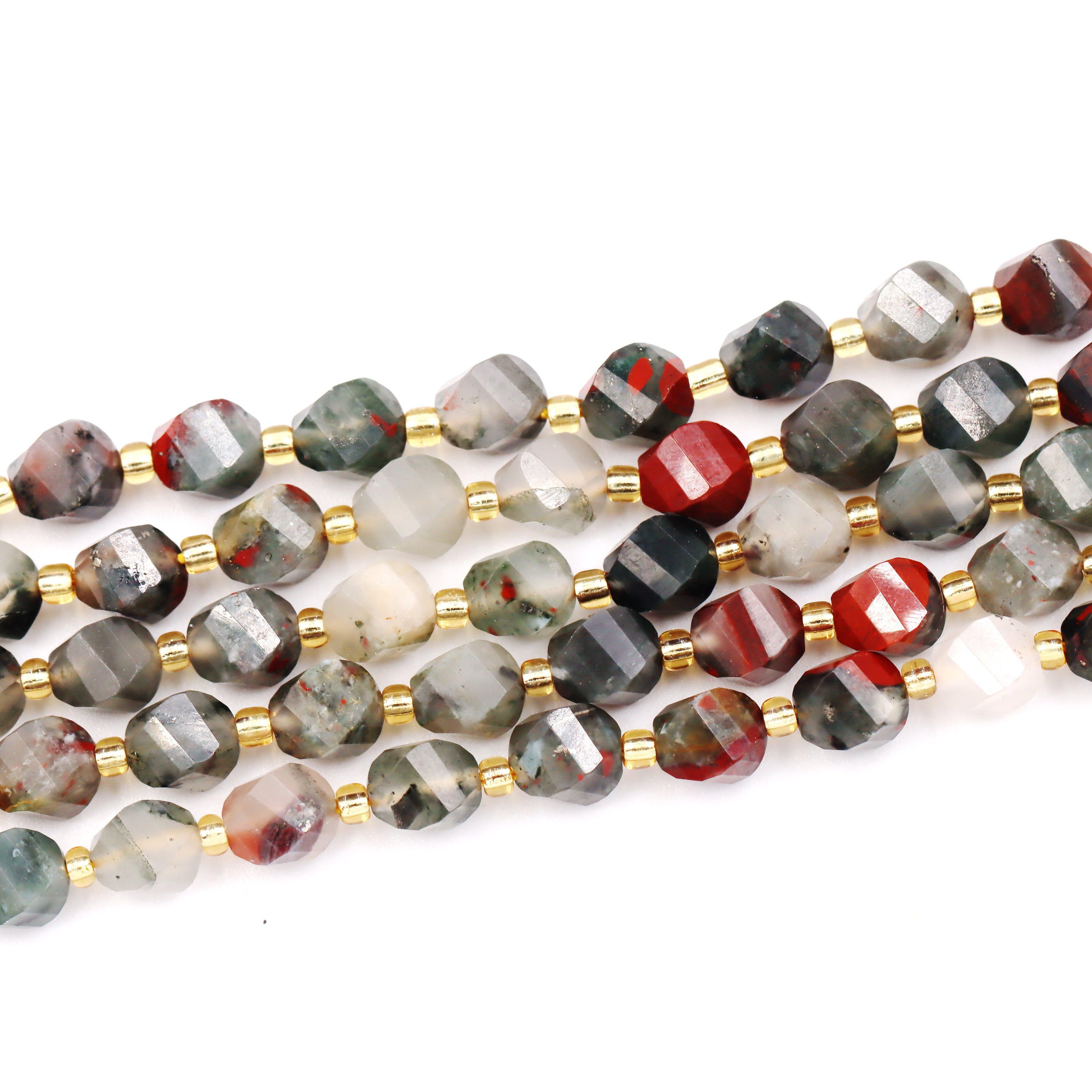 Malahill faceted S shape stone beads for jewelry making, sold per bag 5 strands inside, African Bloodstone beads