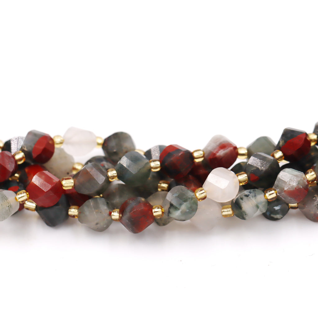 Malahill faceted S shape stone beads for jewelry making, sold per bag 5 strands inside, African Bloodstone beads