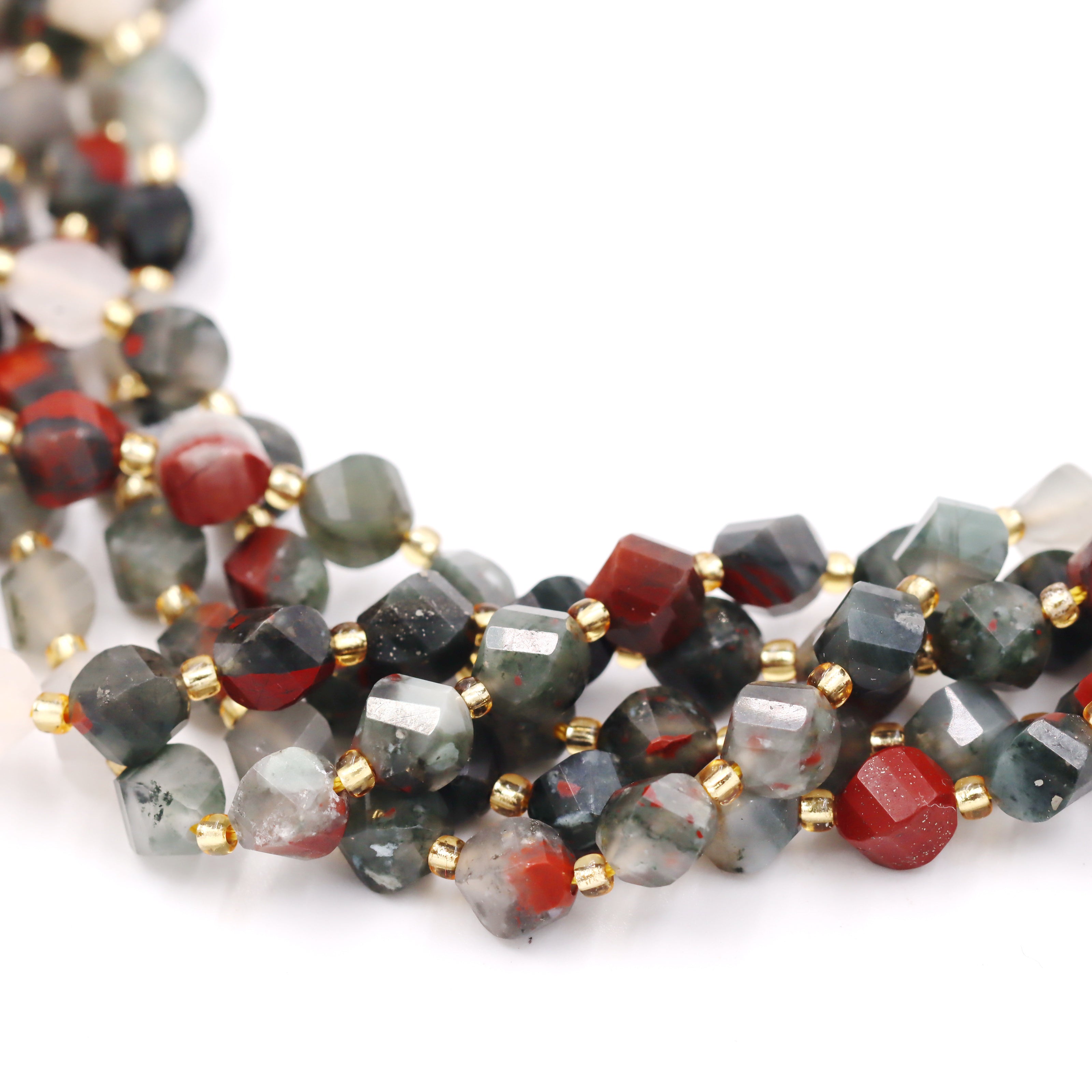 Malahill faceted S shape stone beads for jewelry making, sold per bag 5 strands inside, African Bloodstone beads
