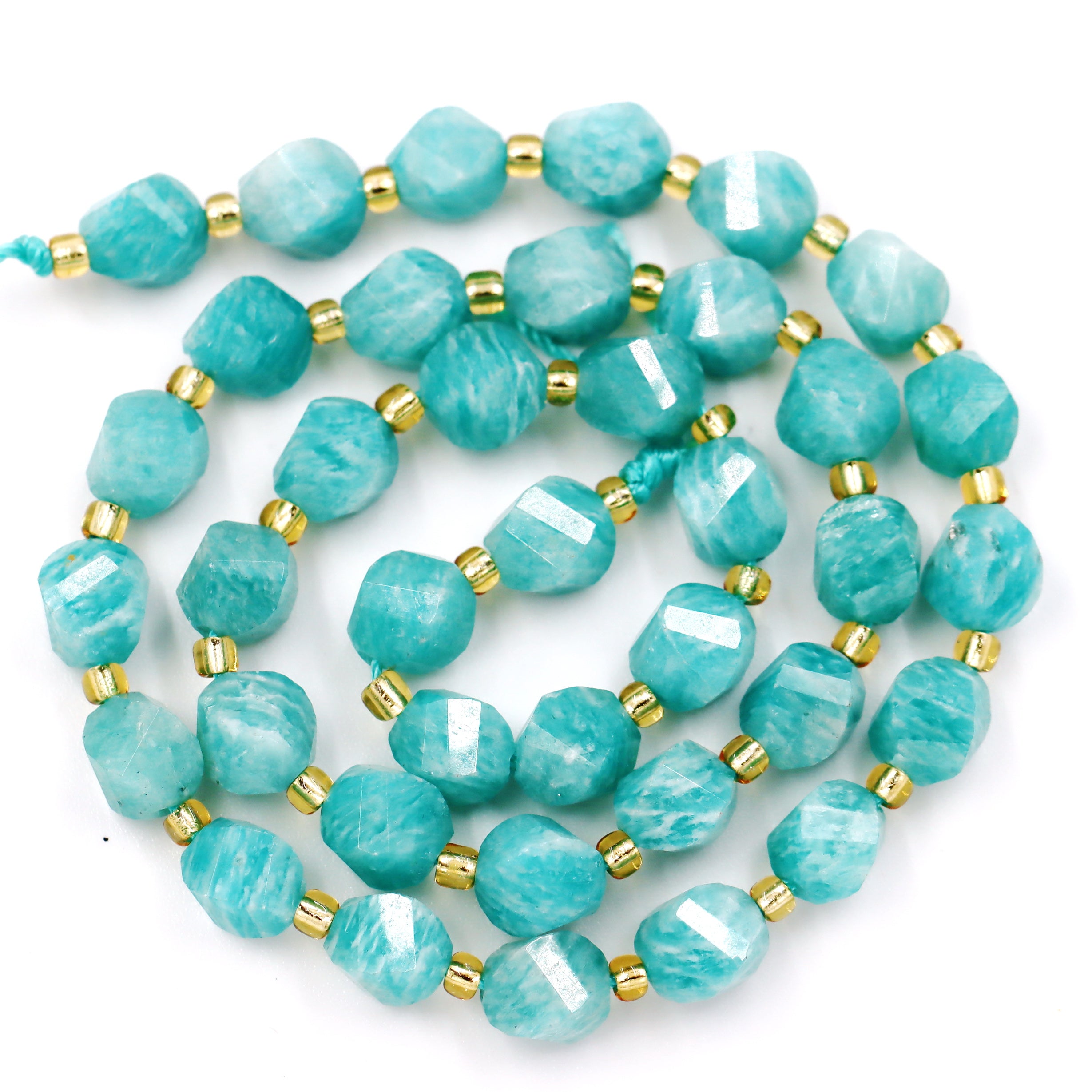 Malahill faceted S shape stone beads for jewelry making, sold per bag 5 strands inside, Russia Amazonite beads
