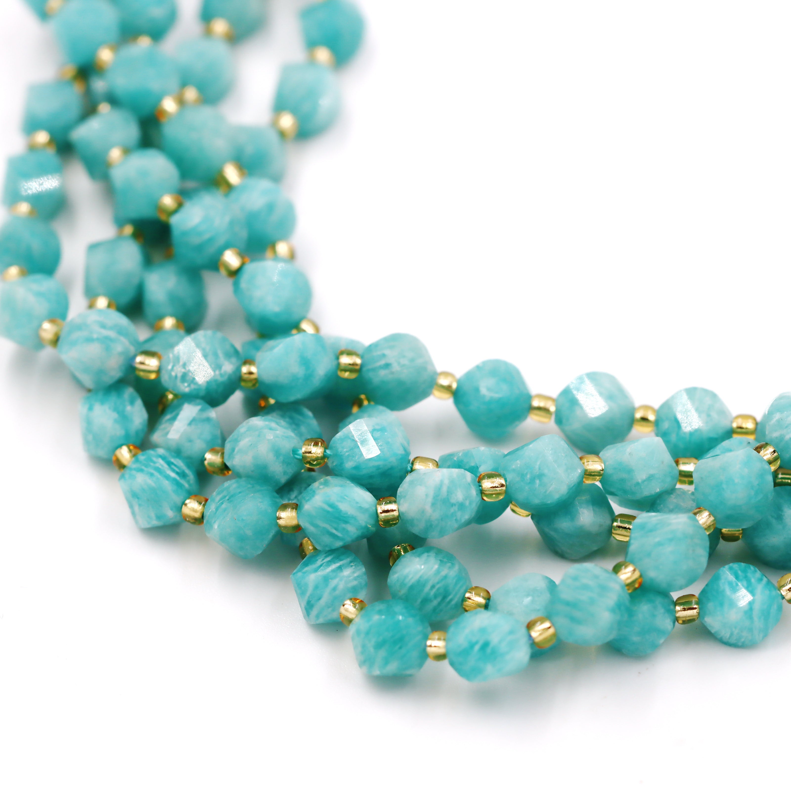 Malahill faceted S shape stone beads for jewelry making, sold per bag 5 strands inside, Russia Amazonite beads