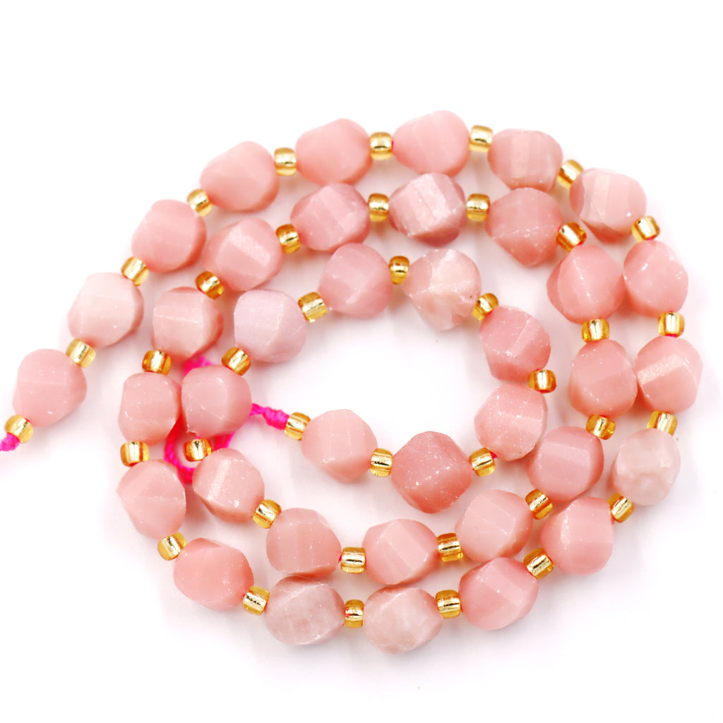 Malahill faceted S shape stone beads for jewelry making, sold per bag 5 strands inside, China Pink Opal beads