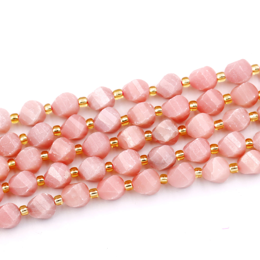 Malahill faceted S shape stone beads for jewelry making, sold per bag 5 strands inside, China Pink Opal beads