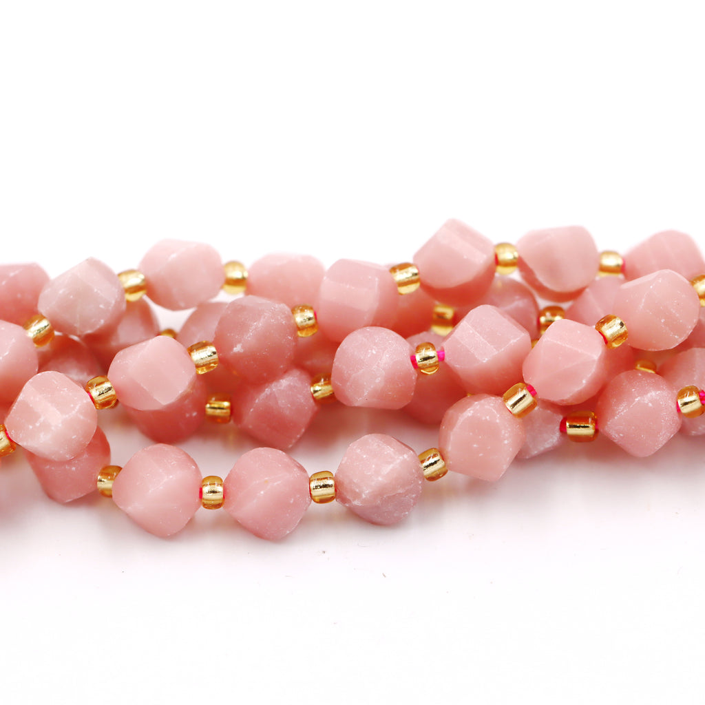 Malahill faceted S shape stone beads for jewelry making, sold per bag 5 strands inside, China Pink Opal beads
