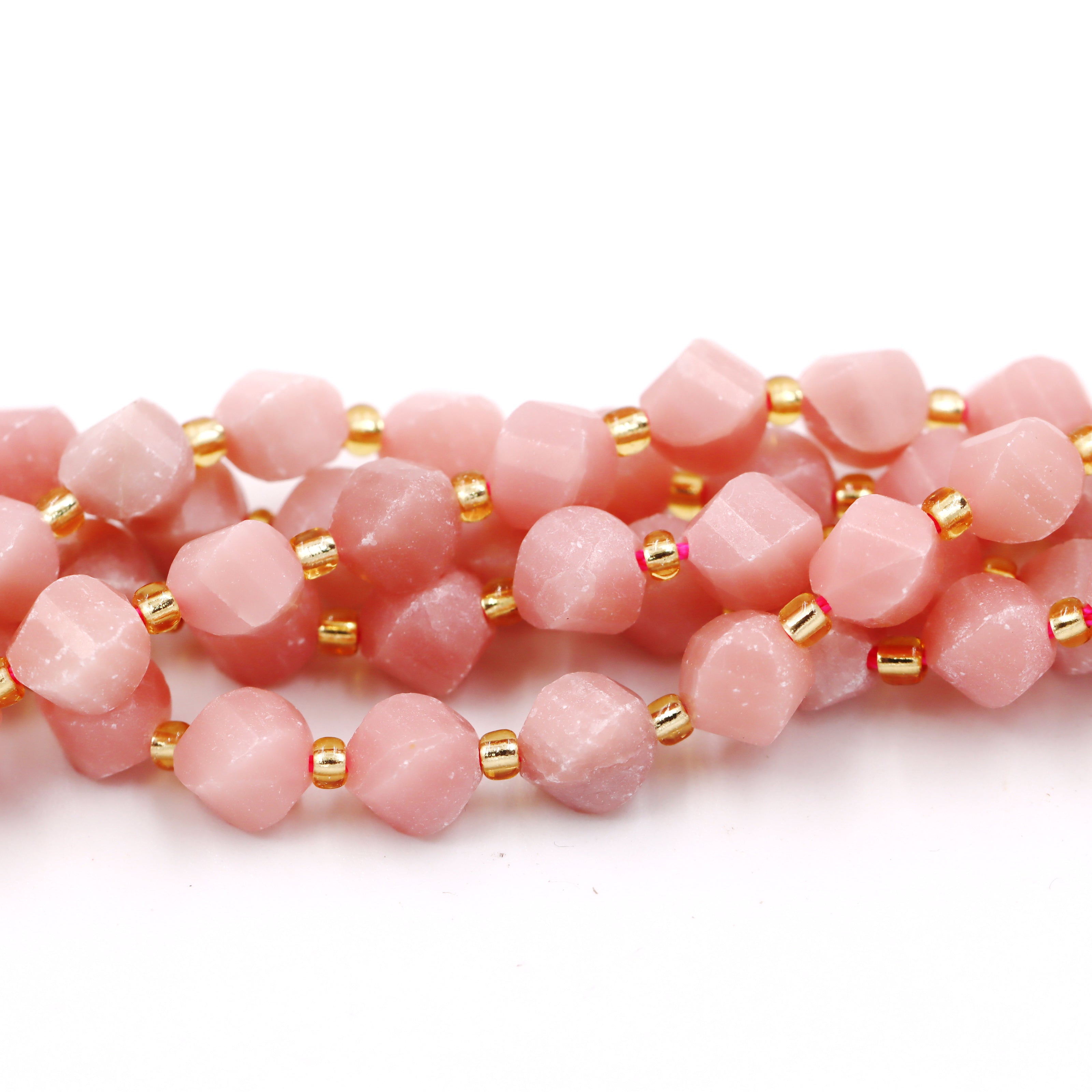 Malahill faceted S shape stone beads for jewelry making, sold per bag 5 strands inside, China Pink Opal beads