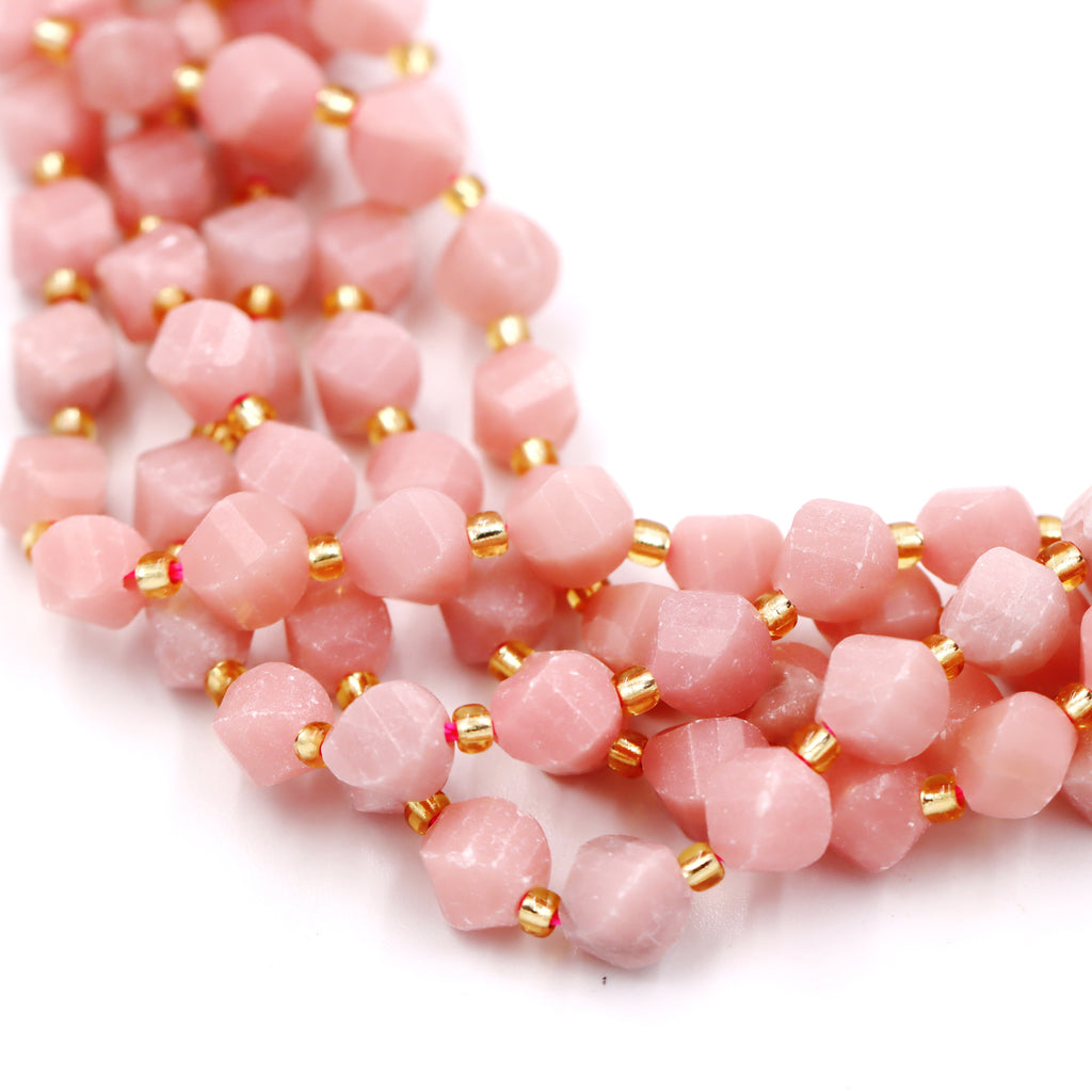 Malahill faceted S shape stone beads for jewelry making, sold per bag 5 strands inside, China Pink Opal beads