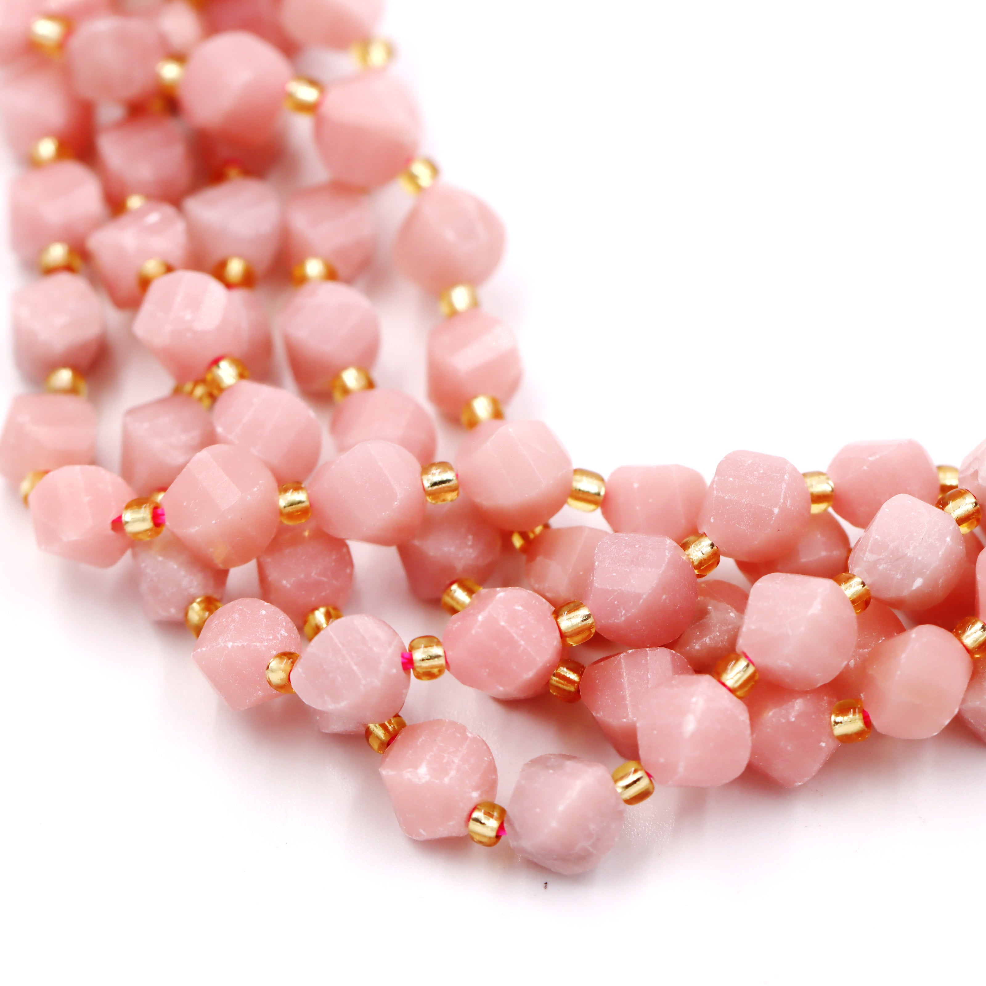 Malahill faceted S shape stone beads for jewelry making, sold per bag 5 strands inside, China Pink Opal beads
