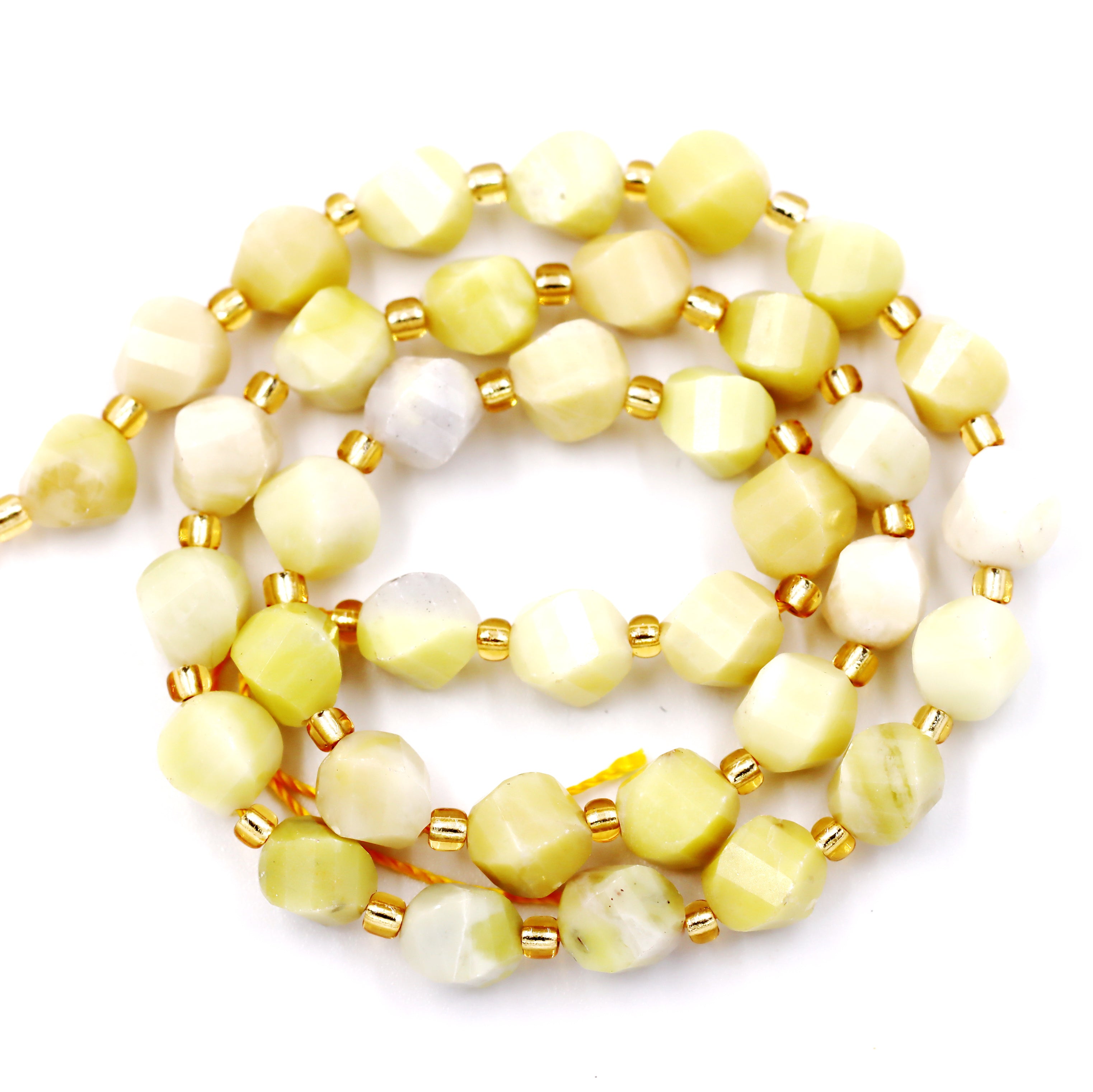 Malahill faceted S shape stone beads for jewelry making, sold per bag 5 strands inside, Butter Jade beads