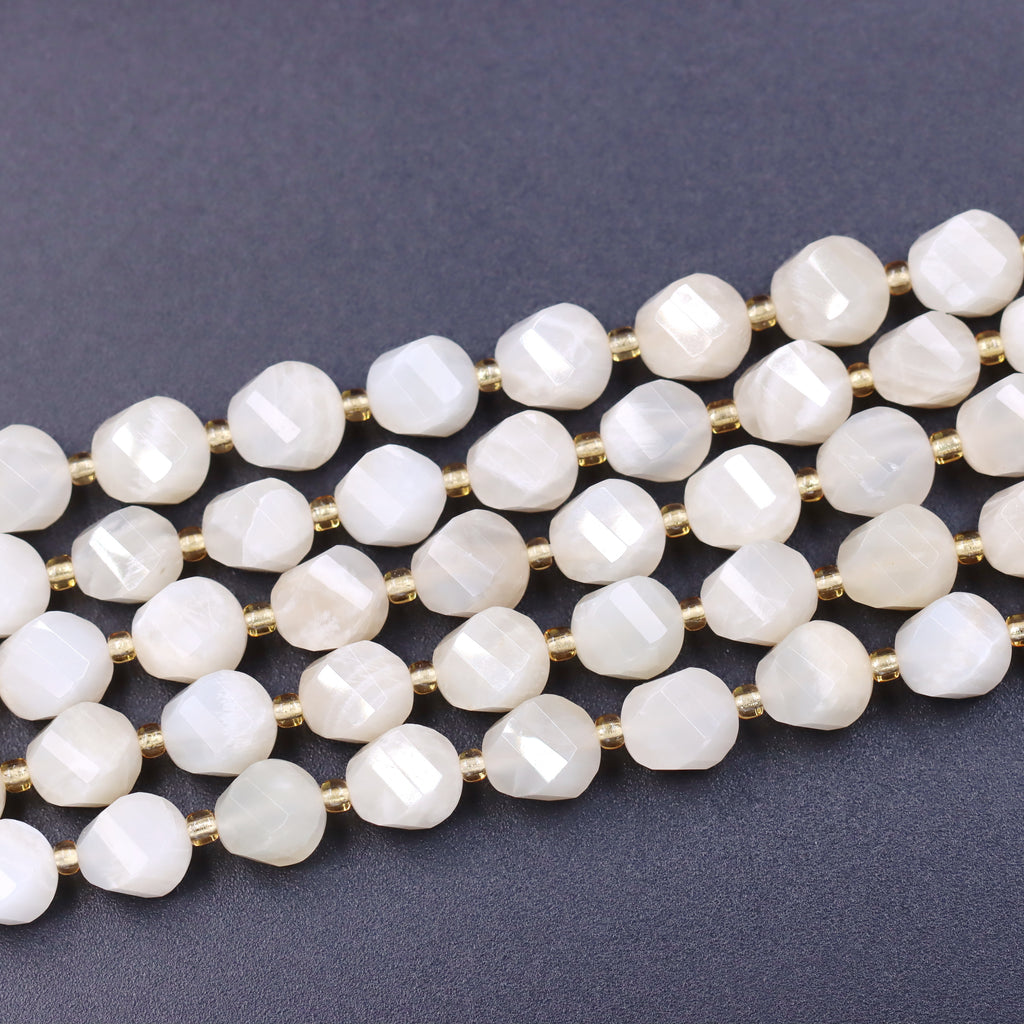 Malahill faceted S shape stone beads for jewelry making, sold per bag 5 strands inside, Moonstone A beads