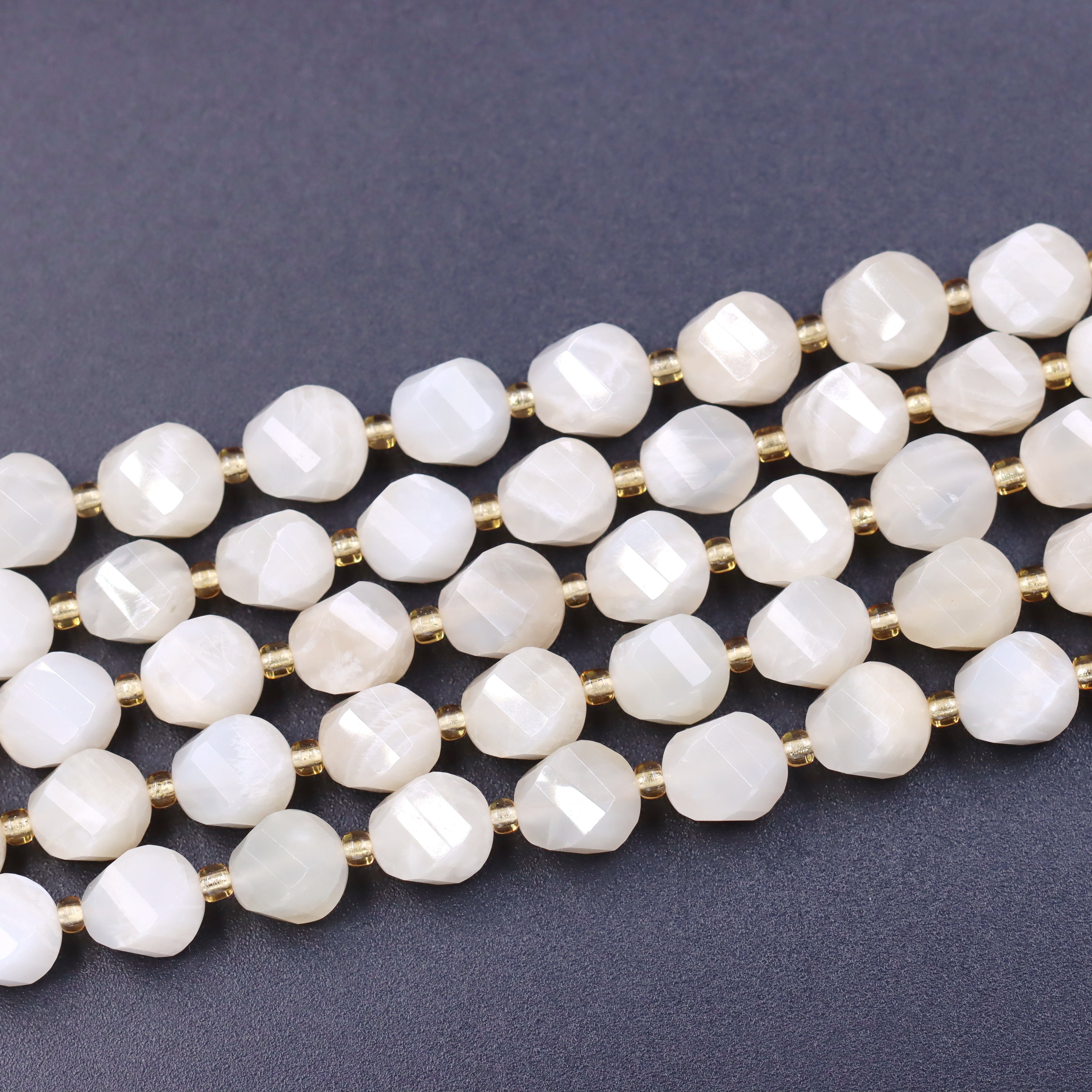 Malahill faceted S shape stone beads for jewelry making, sold per bag 5 strands inside, Moonstone A beads