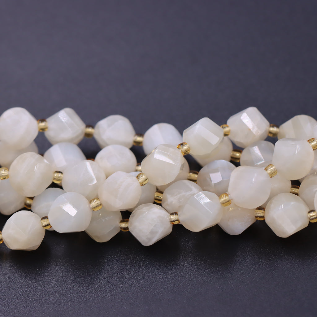 Malahill faceted S shape stone beads for jewelry making, sold per bag 5 strands inside, Moonstone A beads
