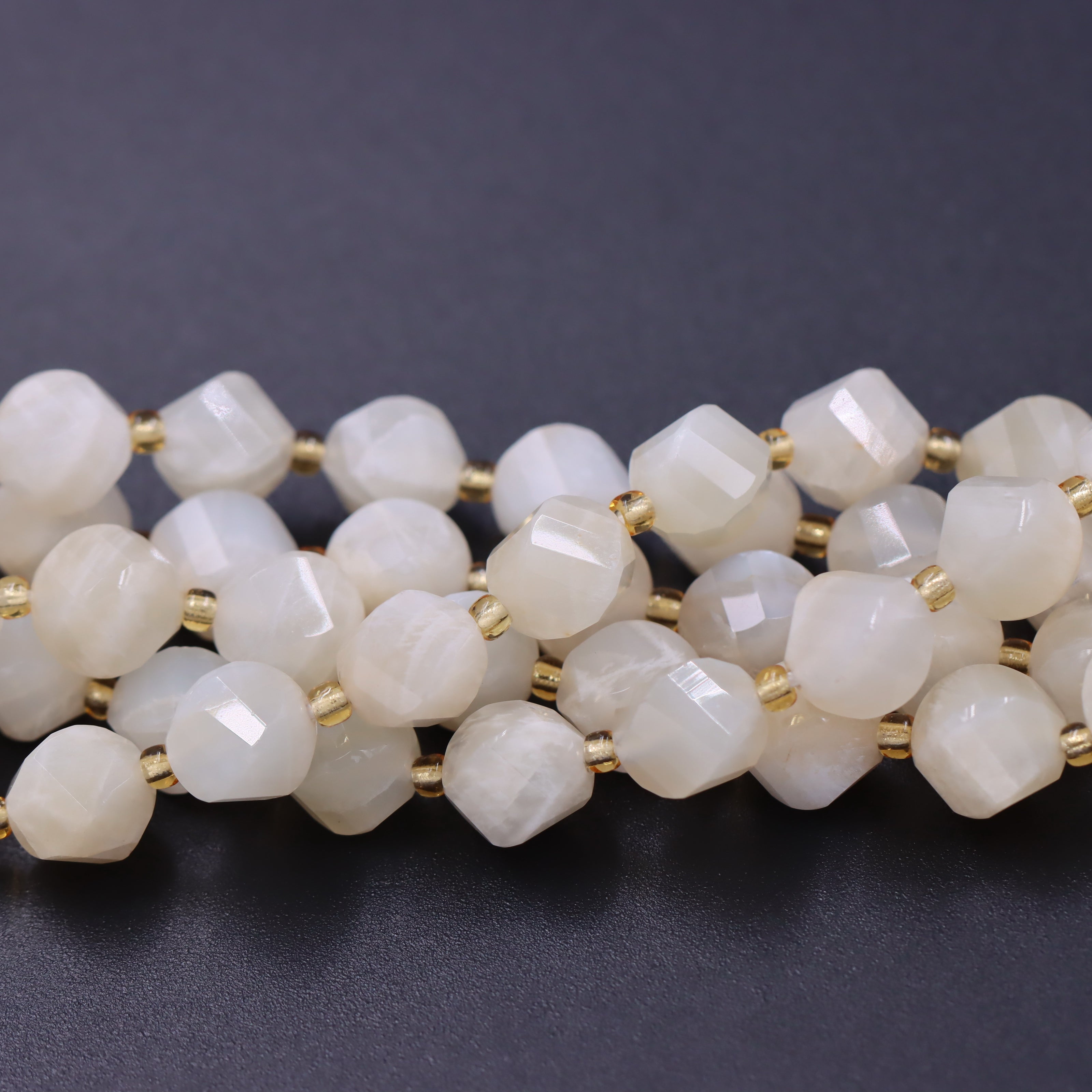 Malahill faceted S shape stone beads for jewelry making, sold per bag 5 strands inside, Moonstone A beads