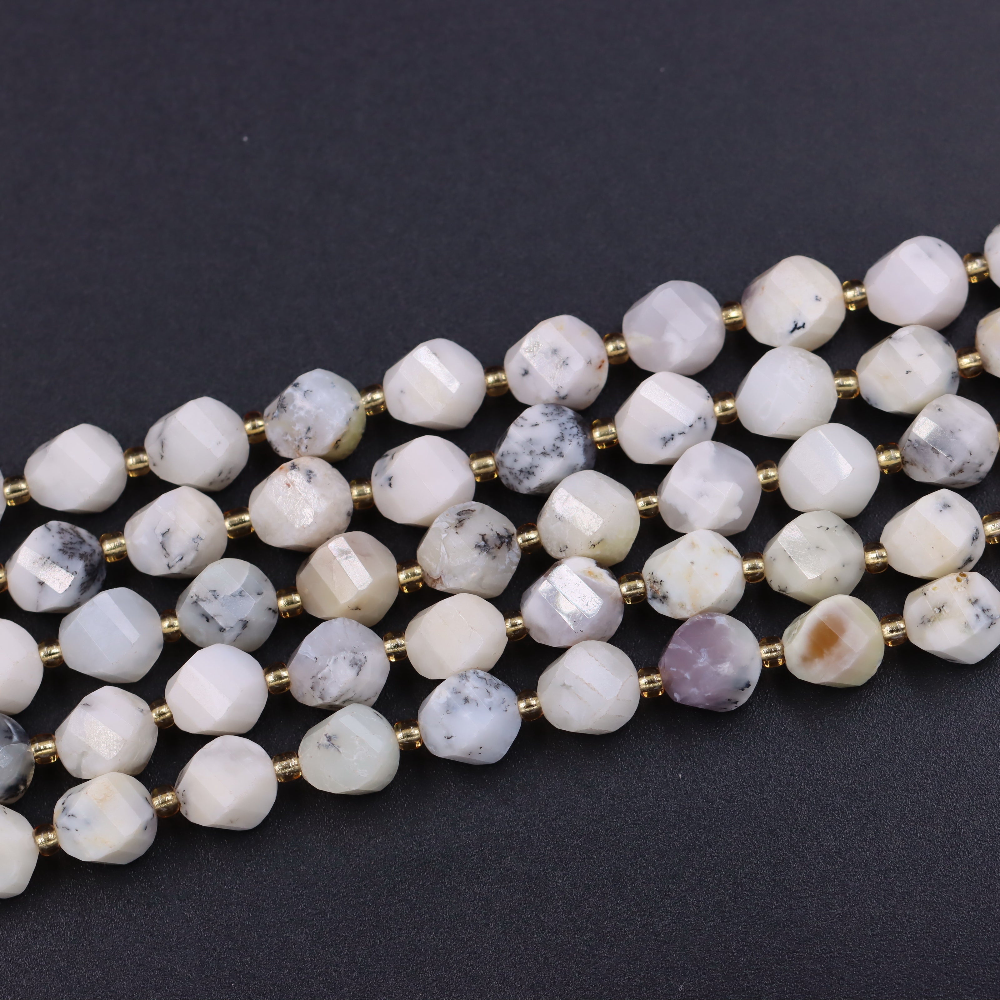 Malahill faceted S shape stone beads for jewelry making, sold per bag 5 strands inside, White Jasper beads