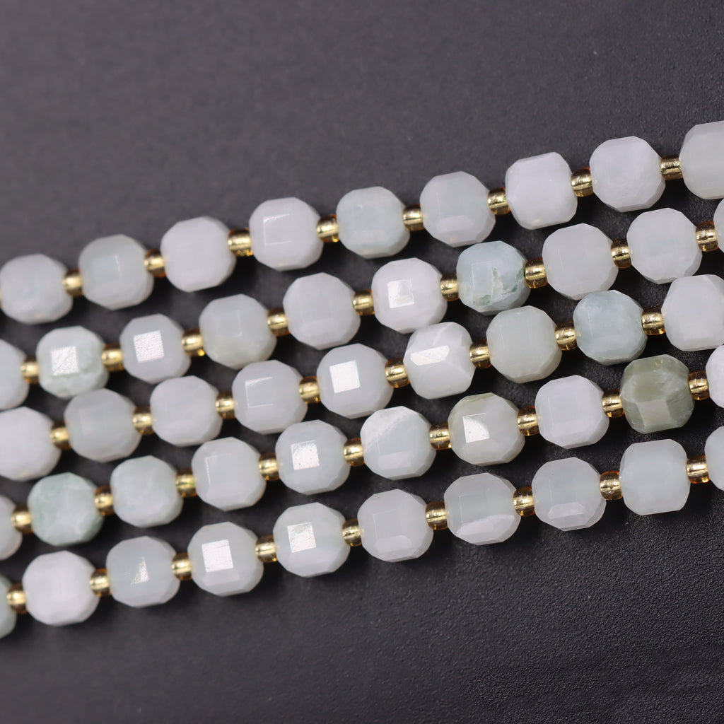 Malahill faceted cube stone beads for jewelry making, sold per bag 5 strands inside, Burmar Jade beads