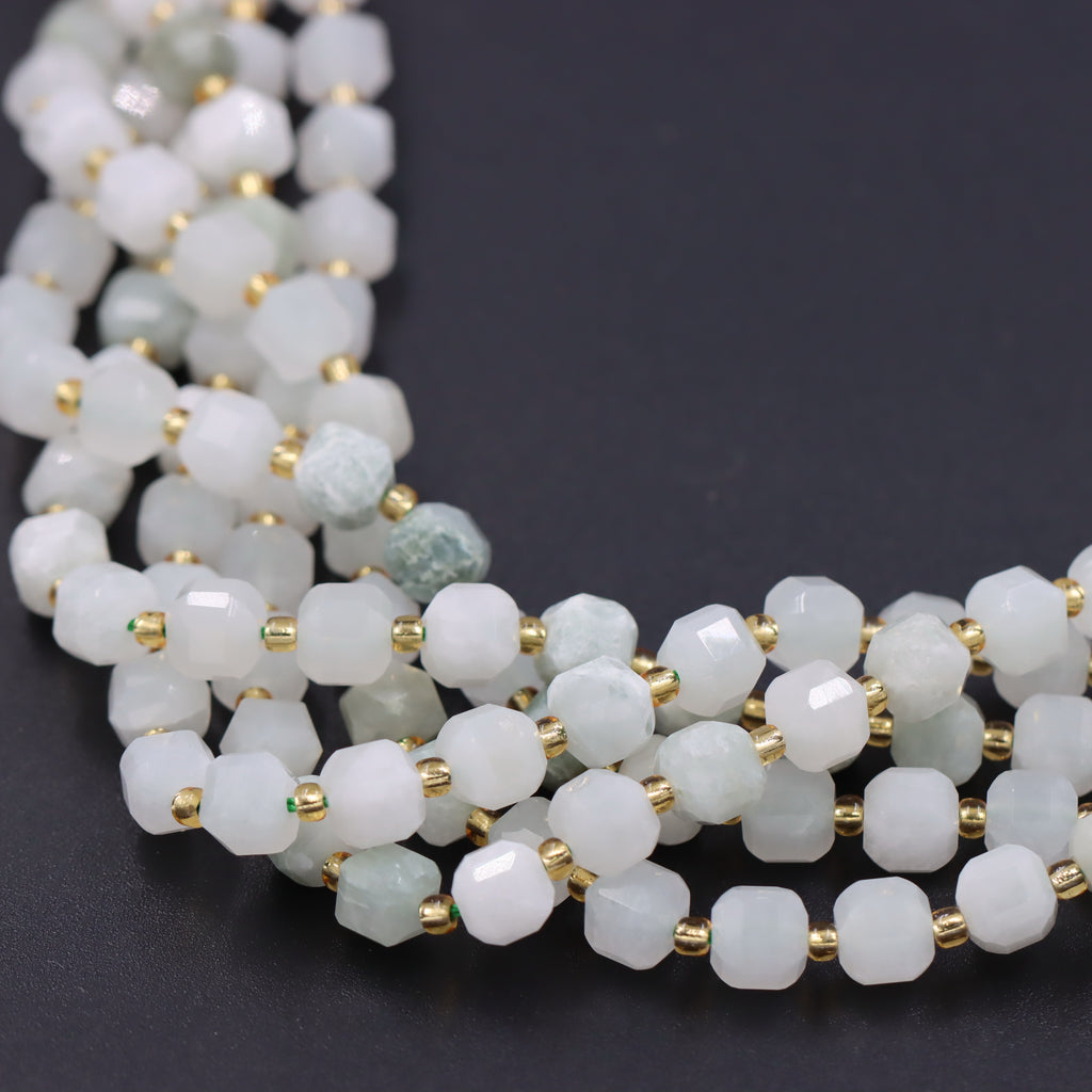 Malahill faceted cube stone beads for jewelry making, sold per bag 5 strands inside, Burmar Jade beads