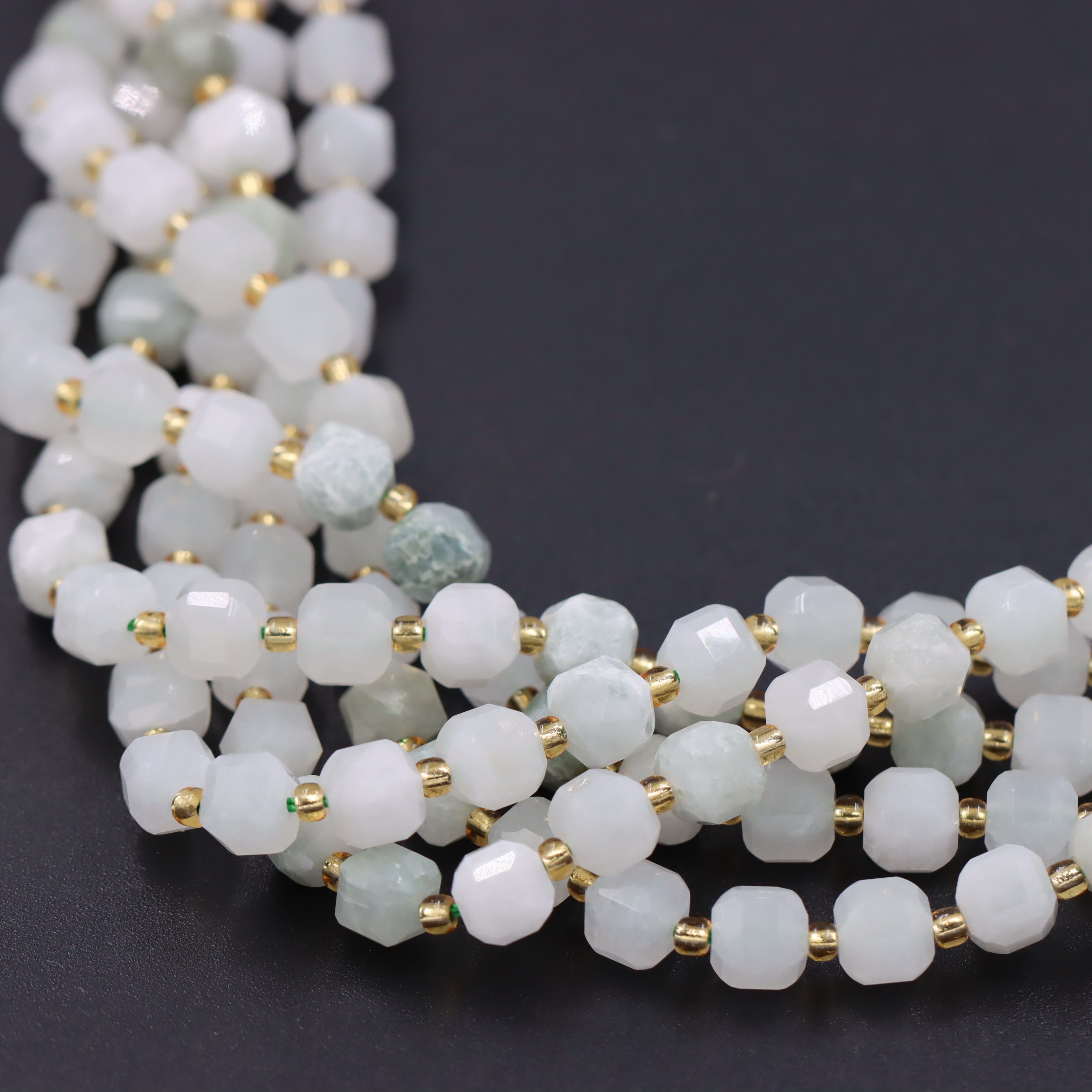 Malahill faceted cube stone beads for jewelry making, sold per bag 5 strands inside, Burmar Jade beads