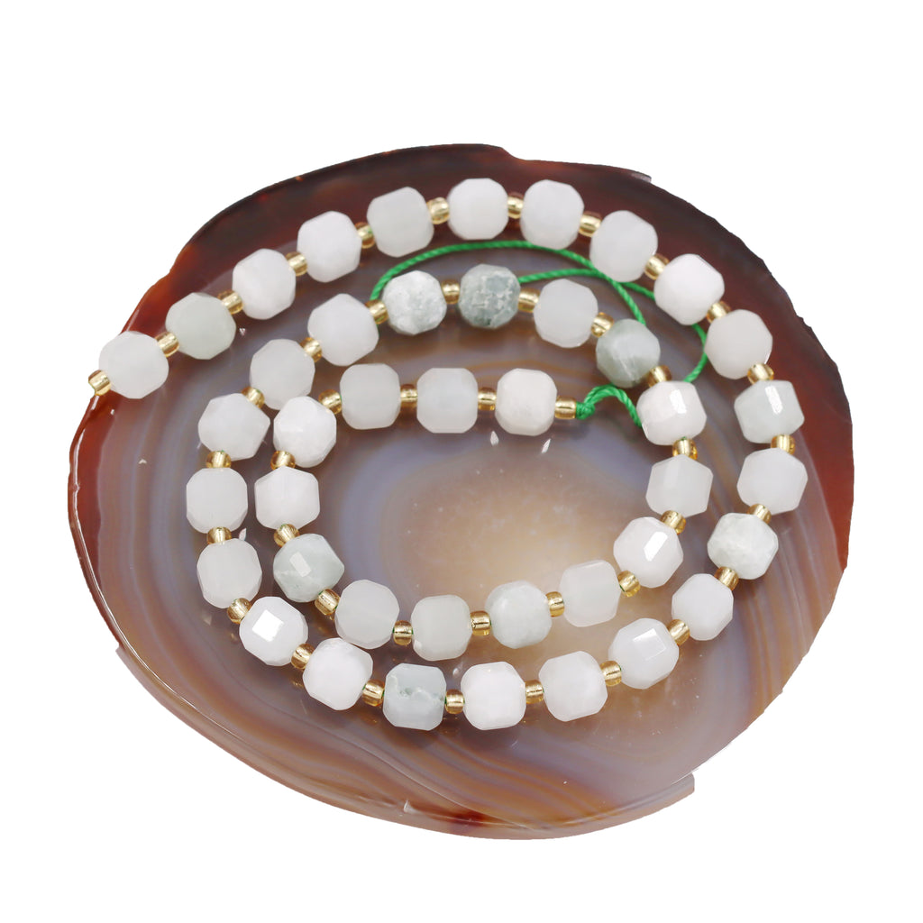 Malahill faceted cube stone beads for jewelry making, sold per bag 5 strands inside, Burmar Jade beads