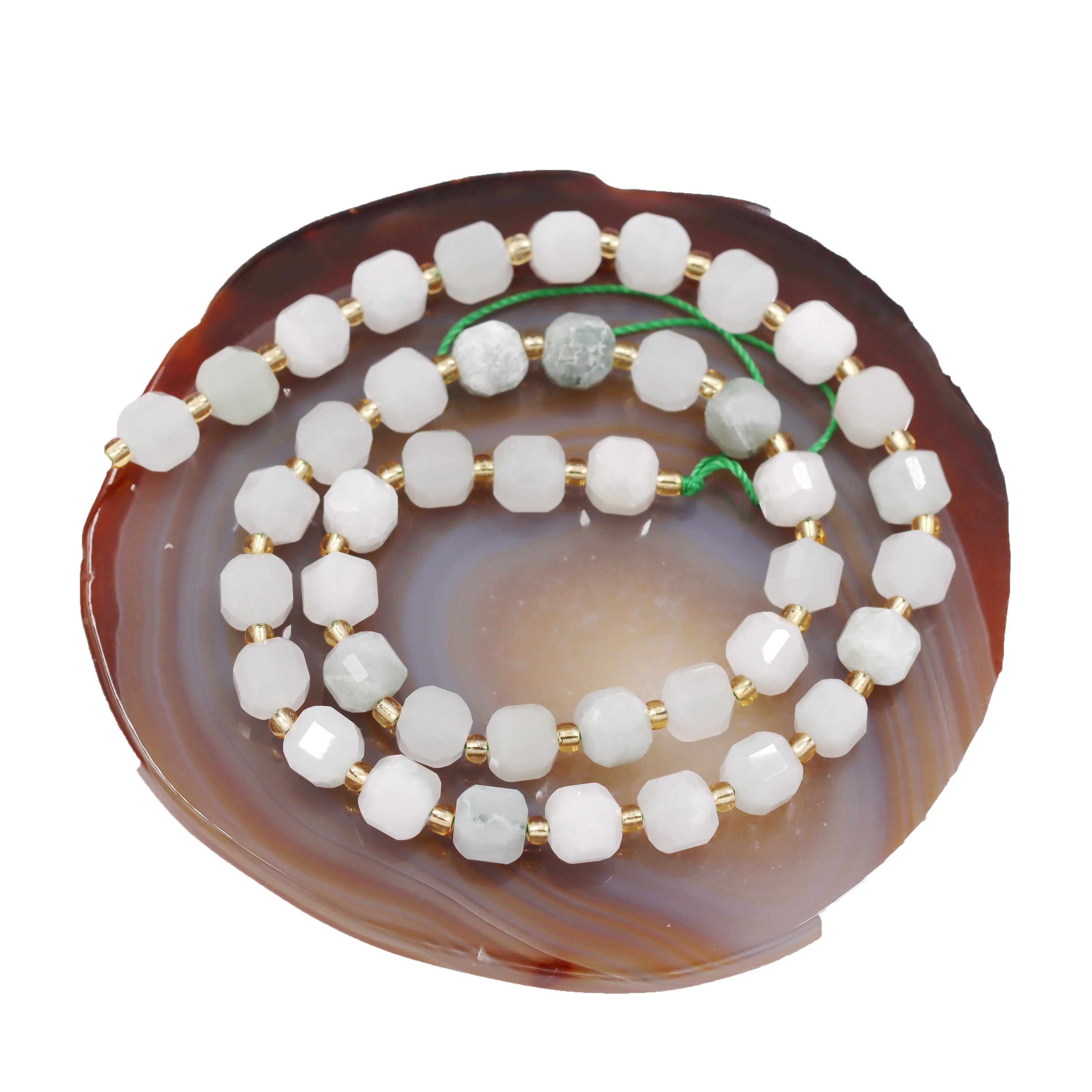 Malahill faceted cube stone beads for jewelry making, sold per bag 5 strands inside, Burmar Jade beads