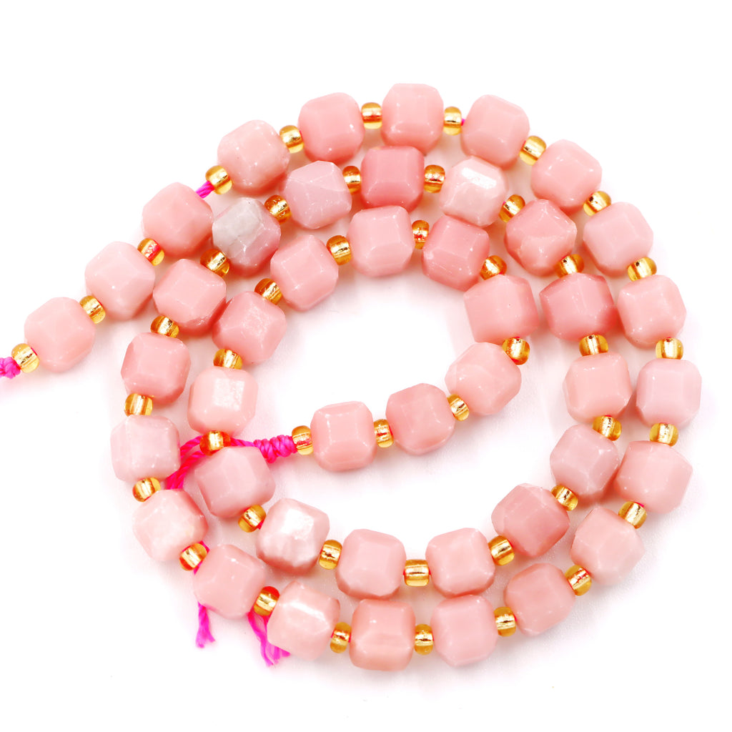 Malahill faceted cube stone beads for jewelry making, sold per bag 5 strands inside, China Pink Opale beads