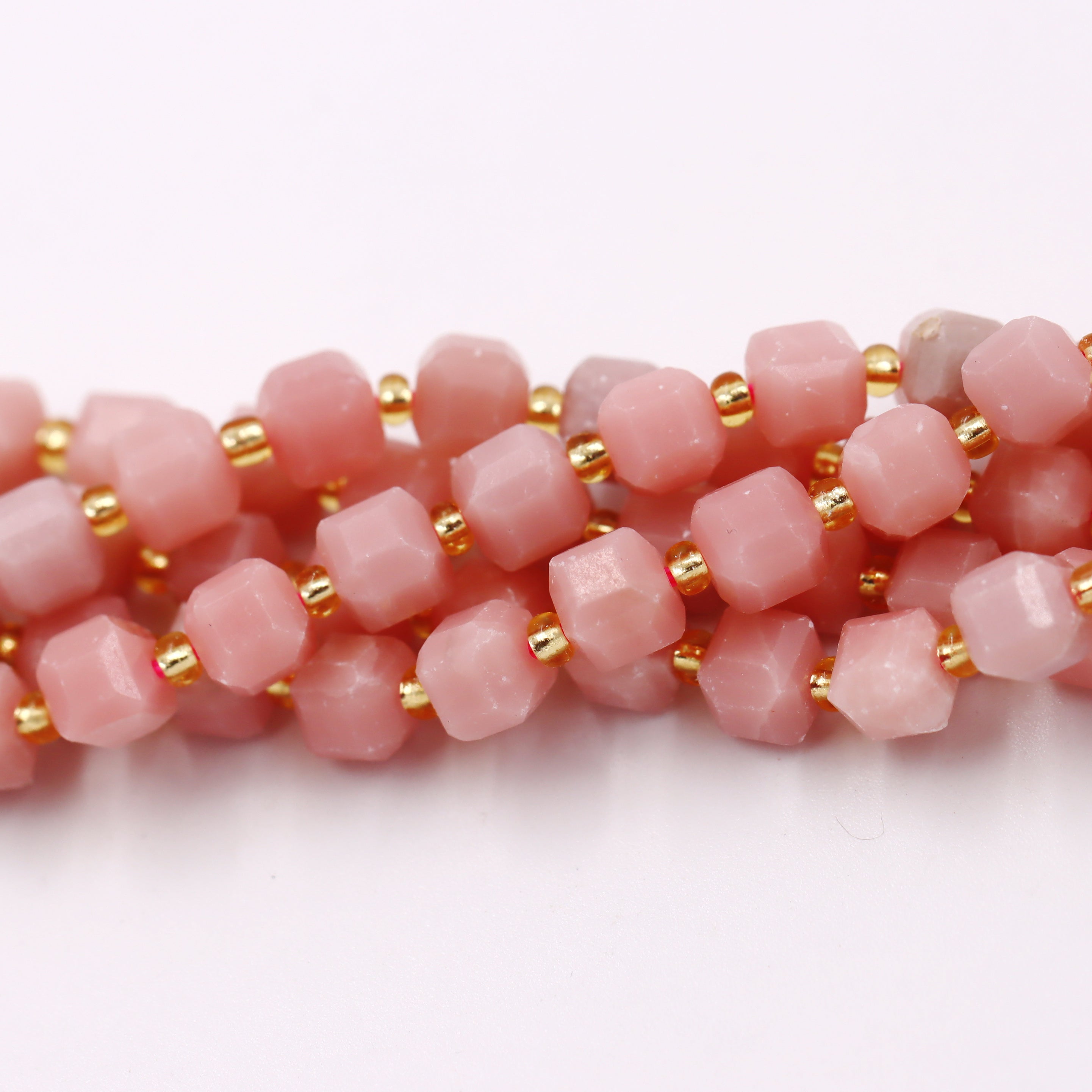 Malahill faceted cube stone beads for jewelry making, sold per bag 5 strands inside, China Pink Opale beads
