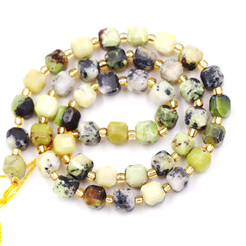 Malahill faceted cube stone beads for jewelry making, sold per bag 5 strands inside, Australia Jade beads