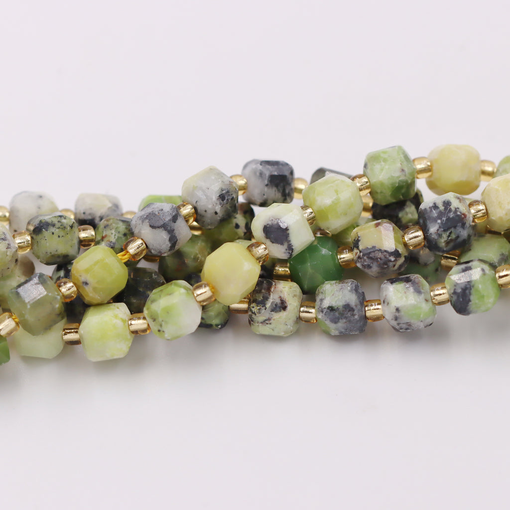 Malahill faceted cube stone beads for jewelry making, sold per bag 5 strands inside, Australia Jade beads