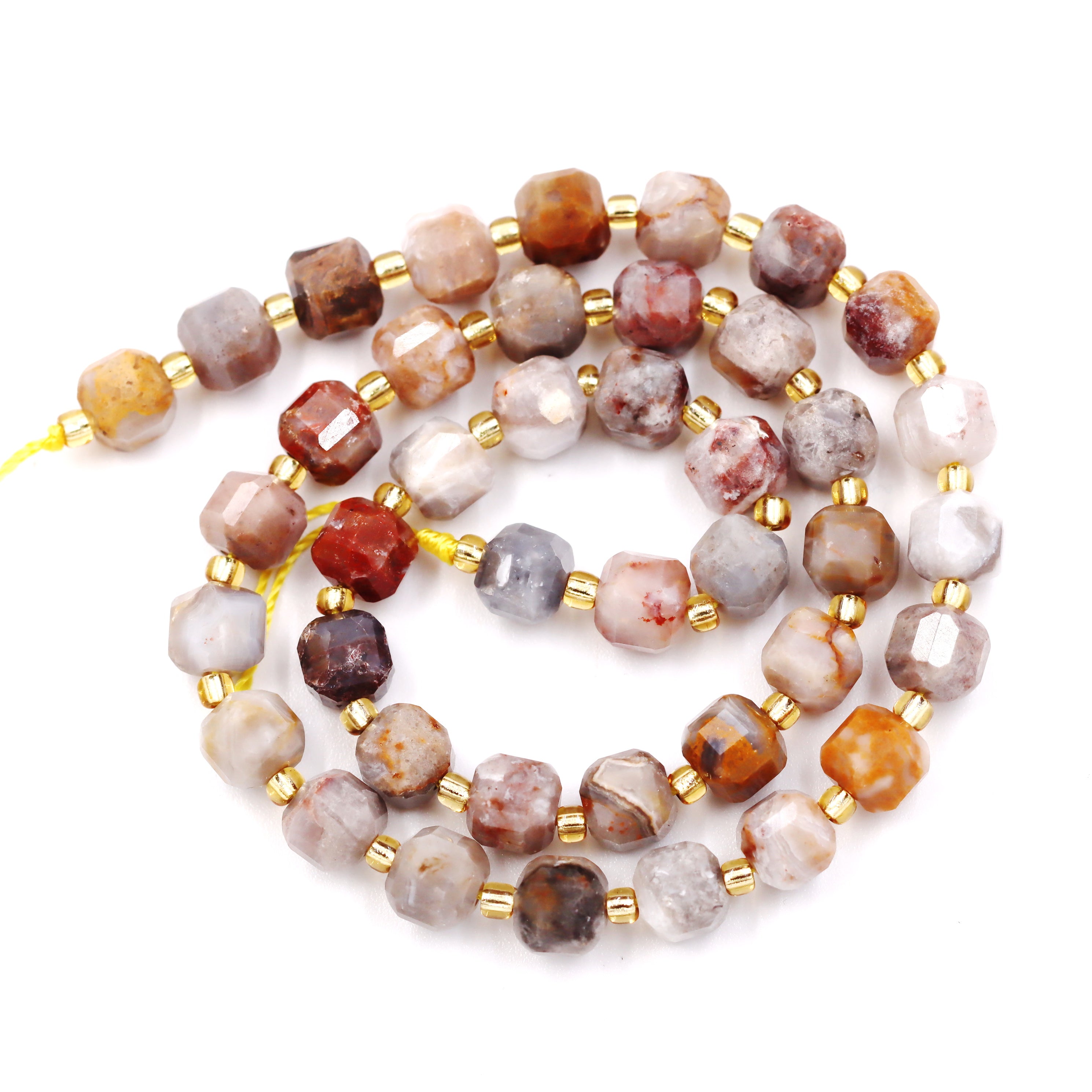 Malahill faceted cube stone beads for jewelry making, sold per bag 5 strands inside, Gebi Agate beads