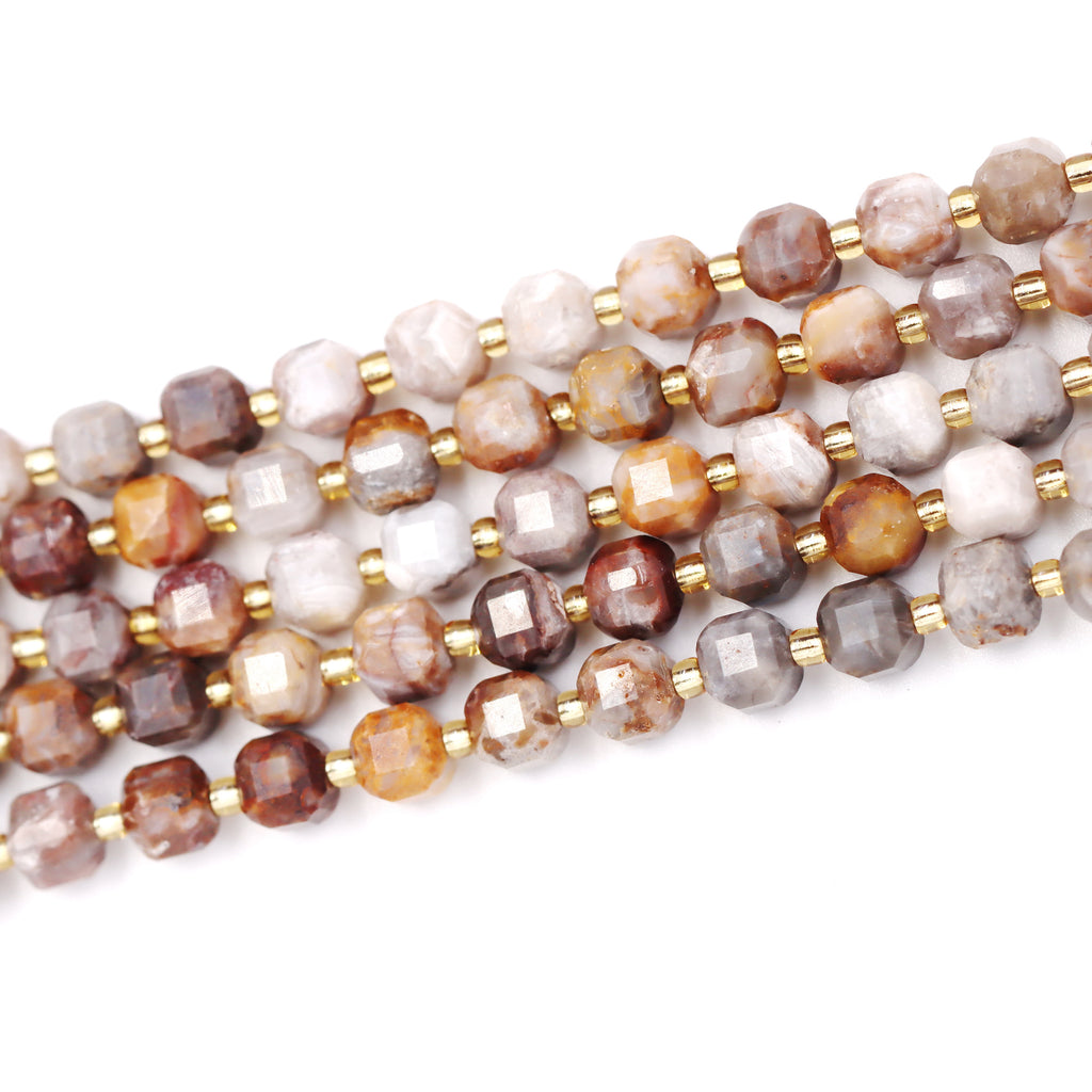 Malahill faceted cube stone beads for jewelry making, sold per bag 5 strands inside, Gebi Agate beads