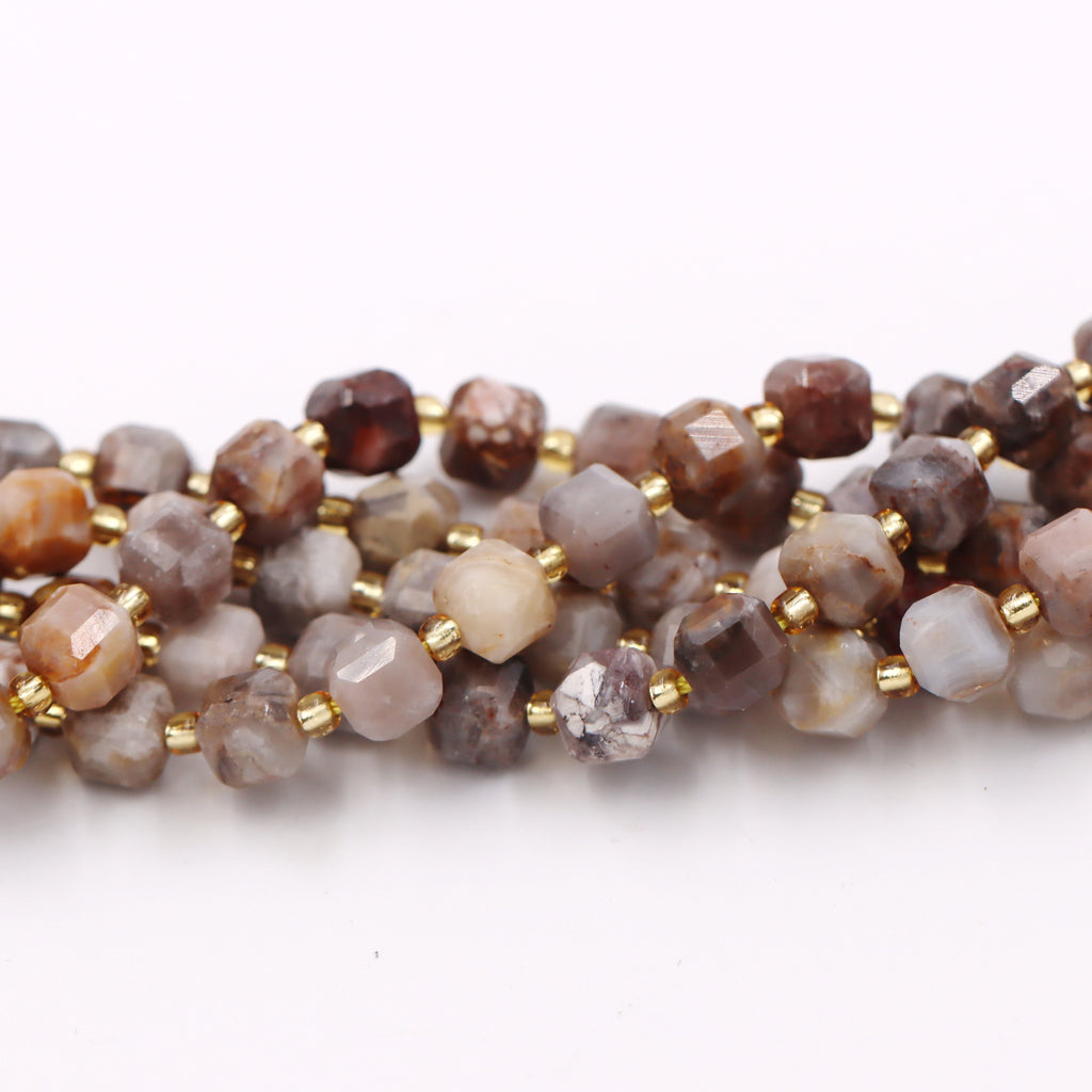 Malahill faceted cube stone beads for jewelry making, sold per bag 5 strands inside, Gebi Agate beads