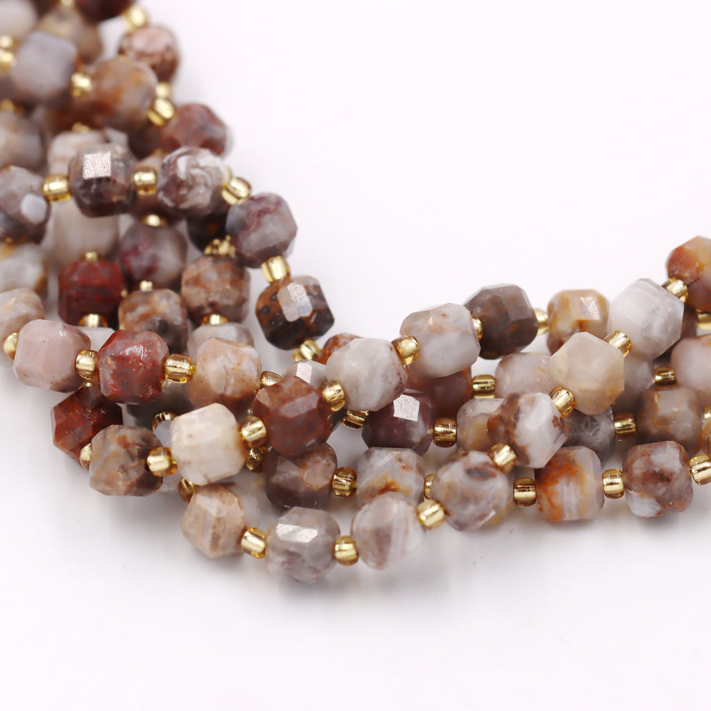 Malahill faceted cube stone beads for jewelry making, sold per bag 5 strands inside, Gebi Agate beads