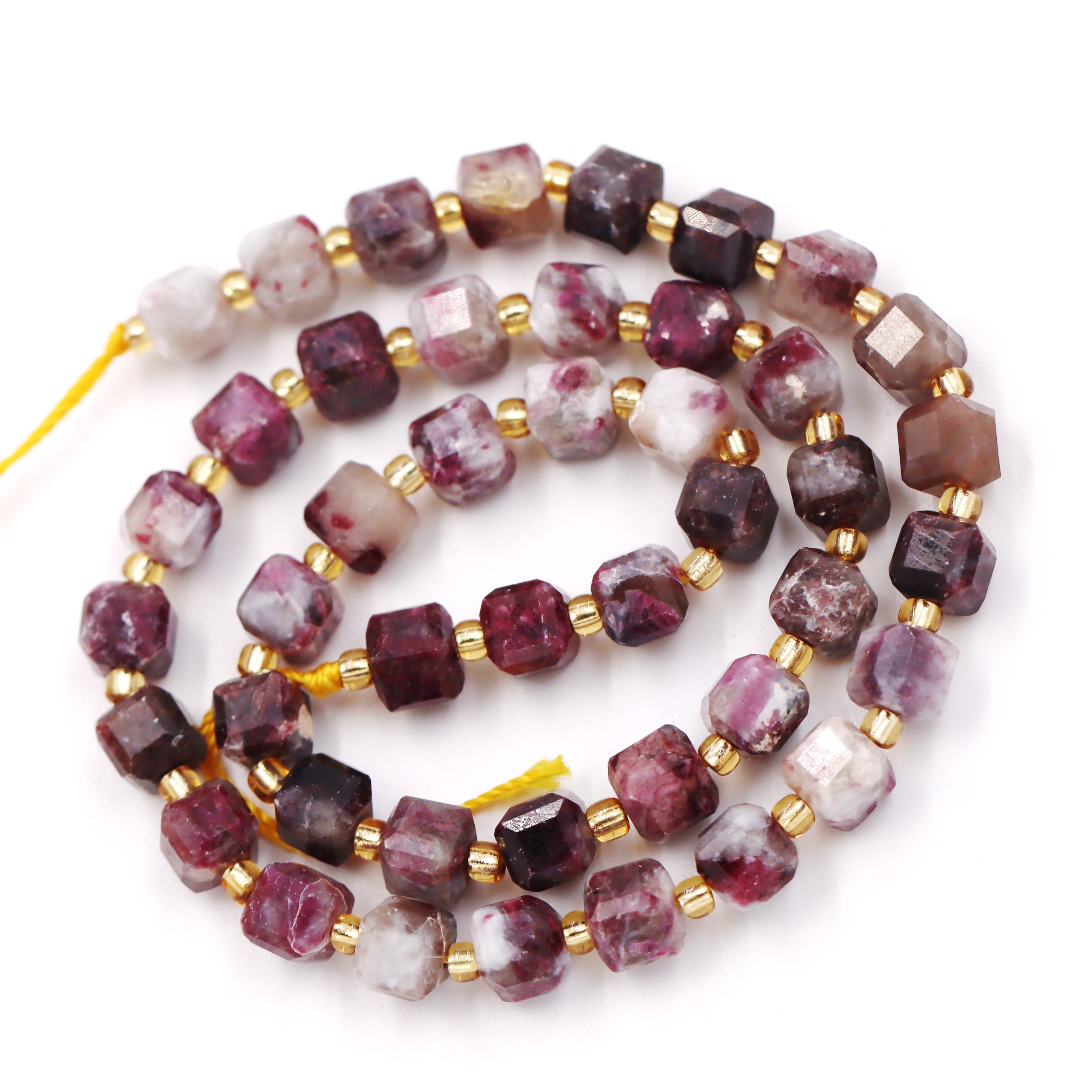 Malahill faceted cube stone beads for jewelry making, sold per bag 5 strands inside, Tourmaline AB beads