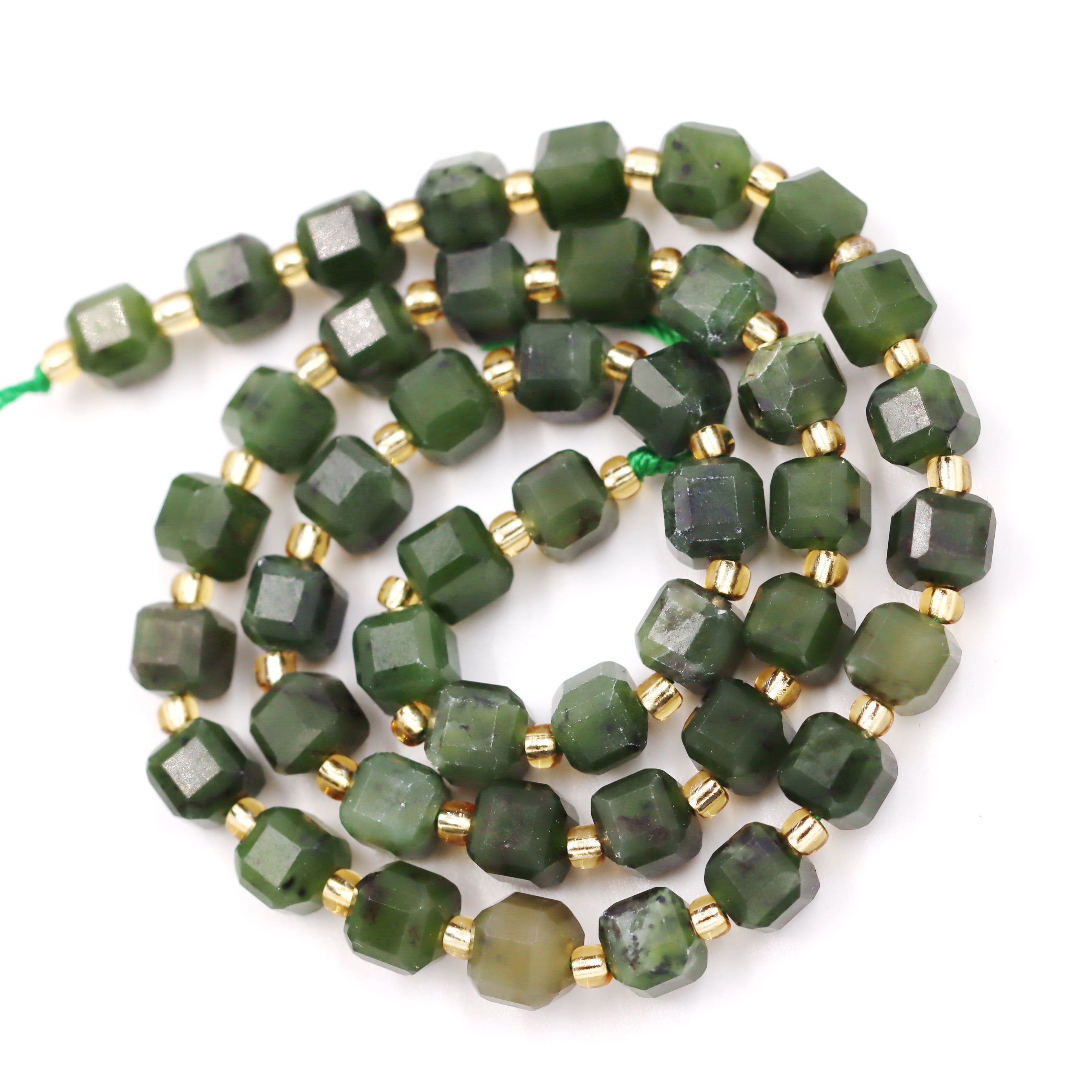 Malahill faceted cube stone beads for jewelry making, sold per bag 5 strands inside, Canada Jade beads
