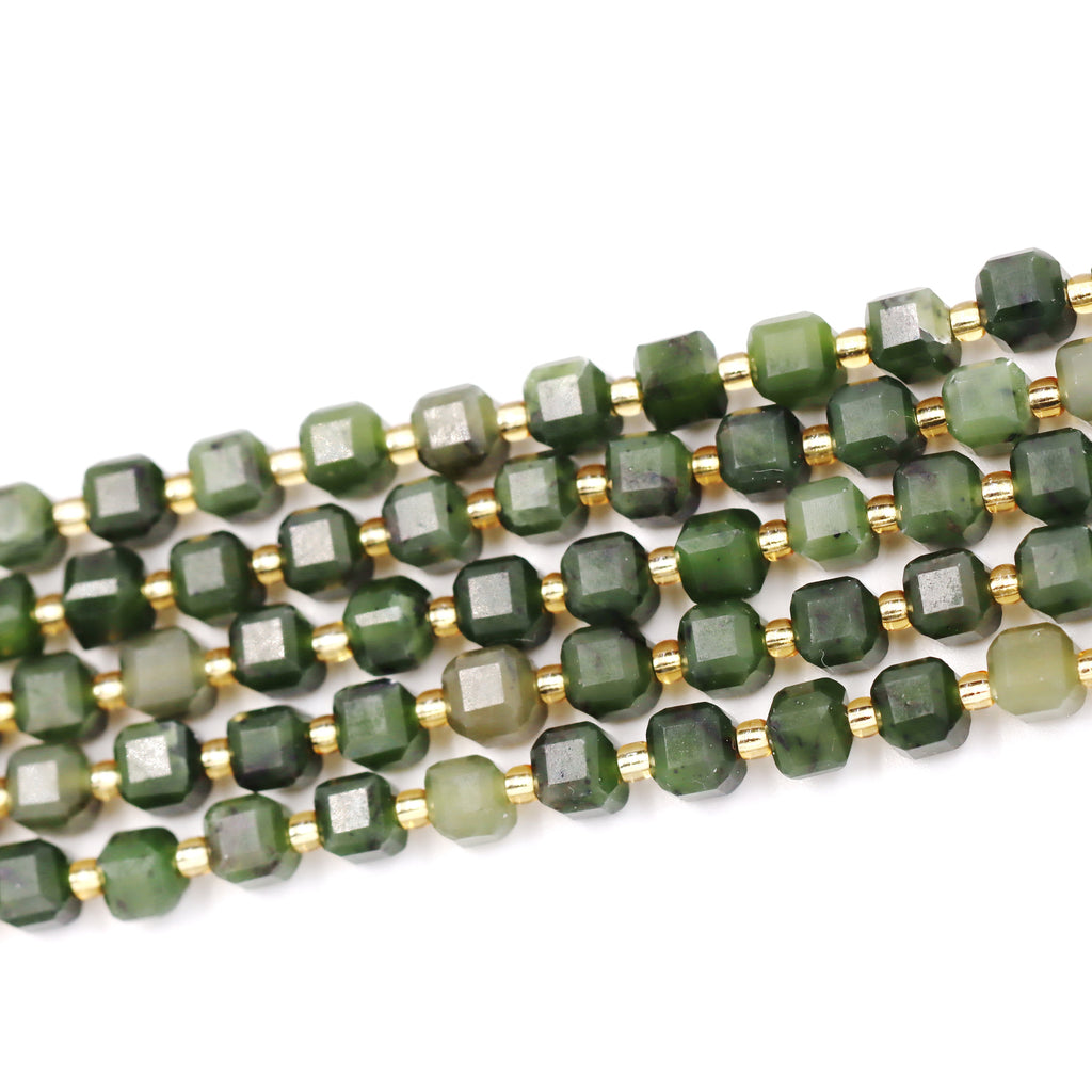 Malahill faceted cube stone beads for jewelry making, sold per bag 5 strands inside, Canada Jade beads