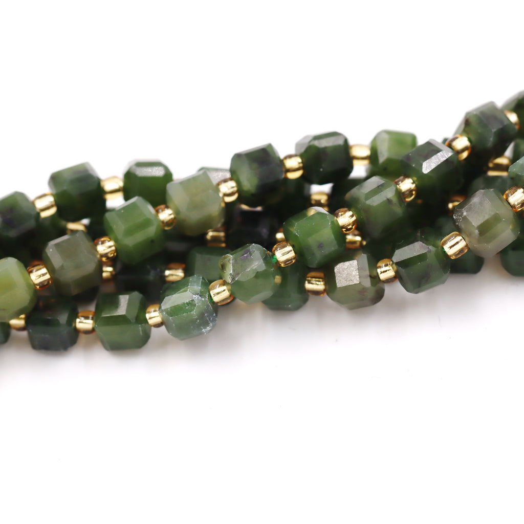 Malahill faceted cube stone beads for jewelry making, sold per bag 5 strands inside, Canada Jade beads