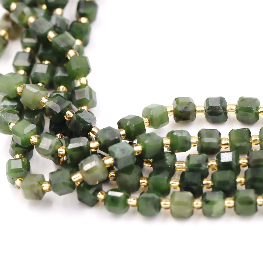 Malahill faceted cube stone beads for jewelry making, sold per bag 5 strands inside, Canada Jade beads