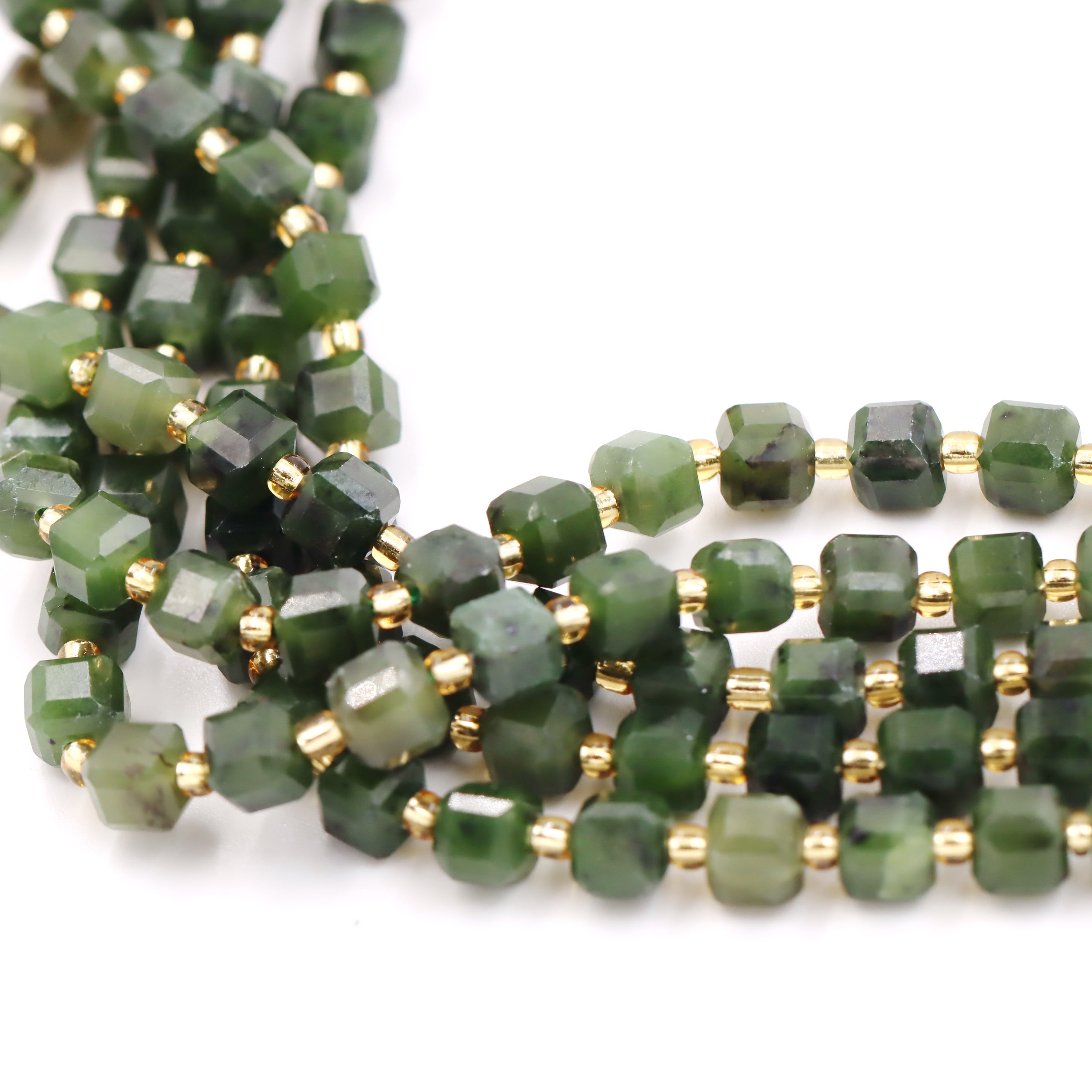 Malahill faceted cube stone beads for jewelry making, sold per bag 5 strands inside, Canada Jade beads