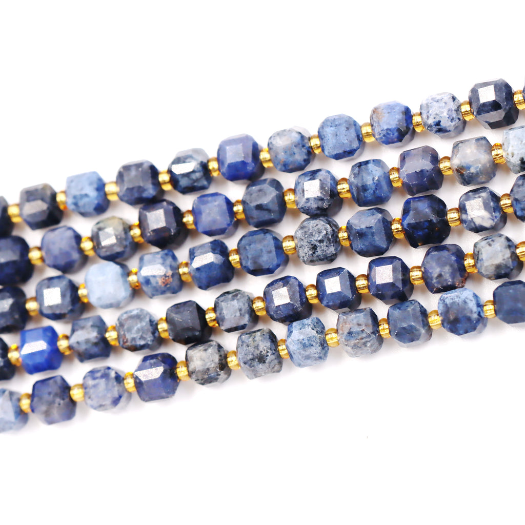 Malahill faceted cube stone beads for jewelry making, sold per bag 5 strands inside, Dumortierite beads