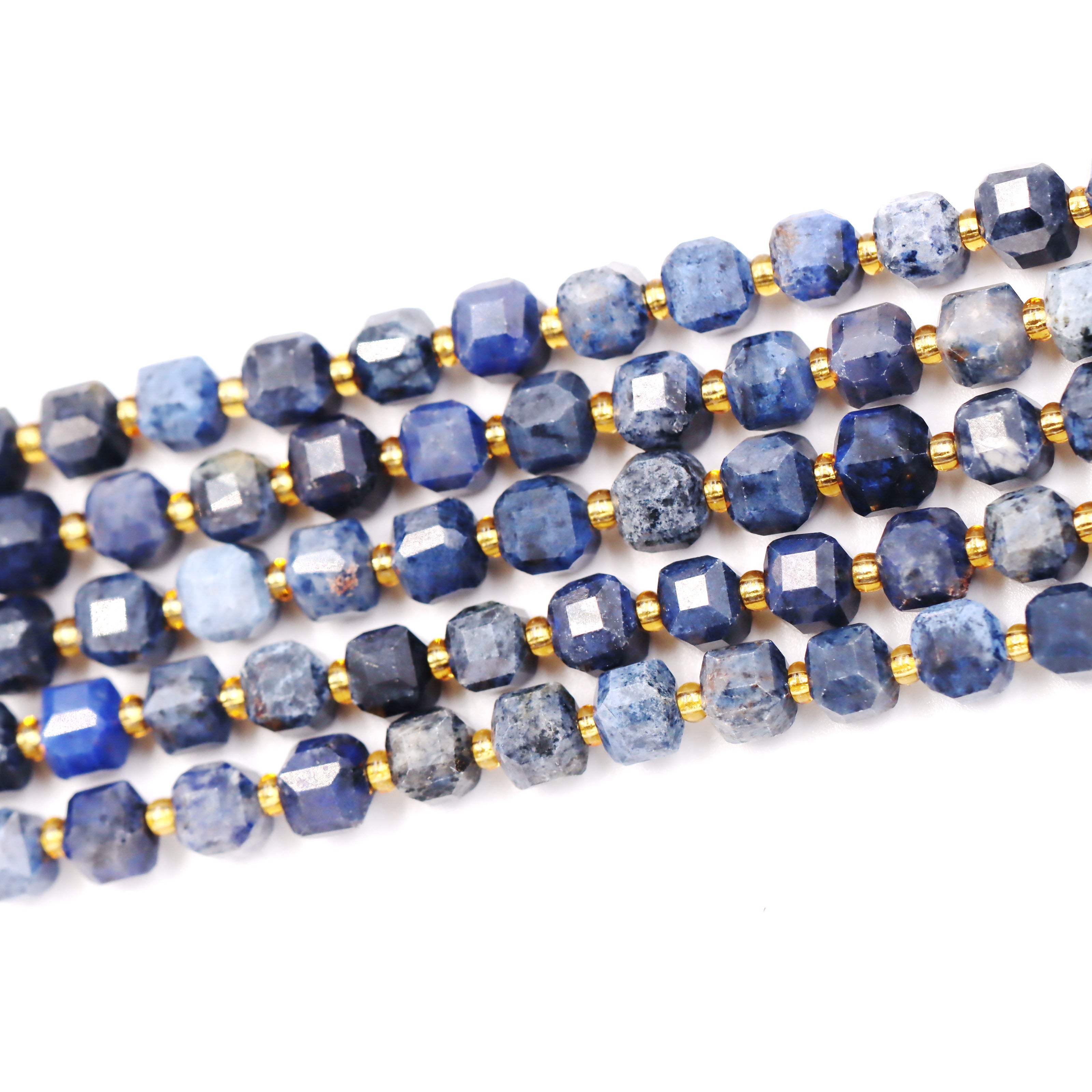 Malahill faceted cube stone beads for jewelry making, sold per bag 5 strands inside, Dumortierite beads